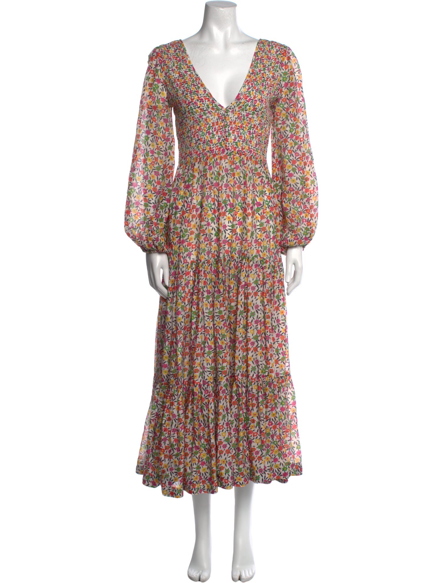 RIXO Floral Print Long Dress