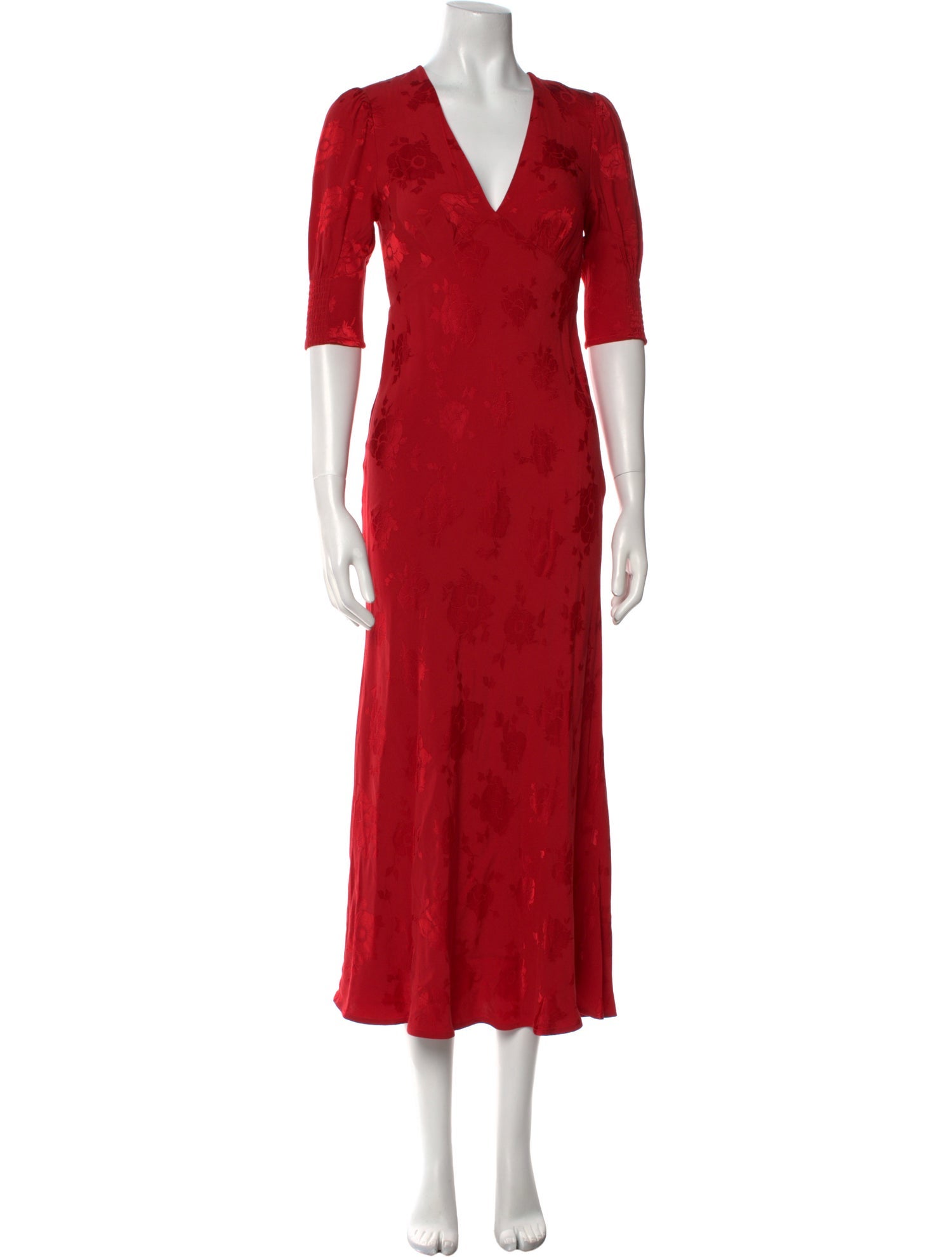 RIXO V-Neck Long Dress