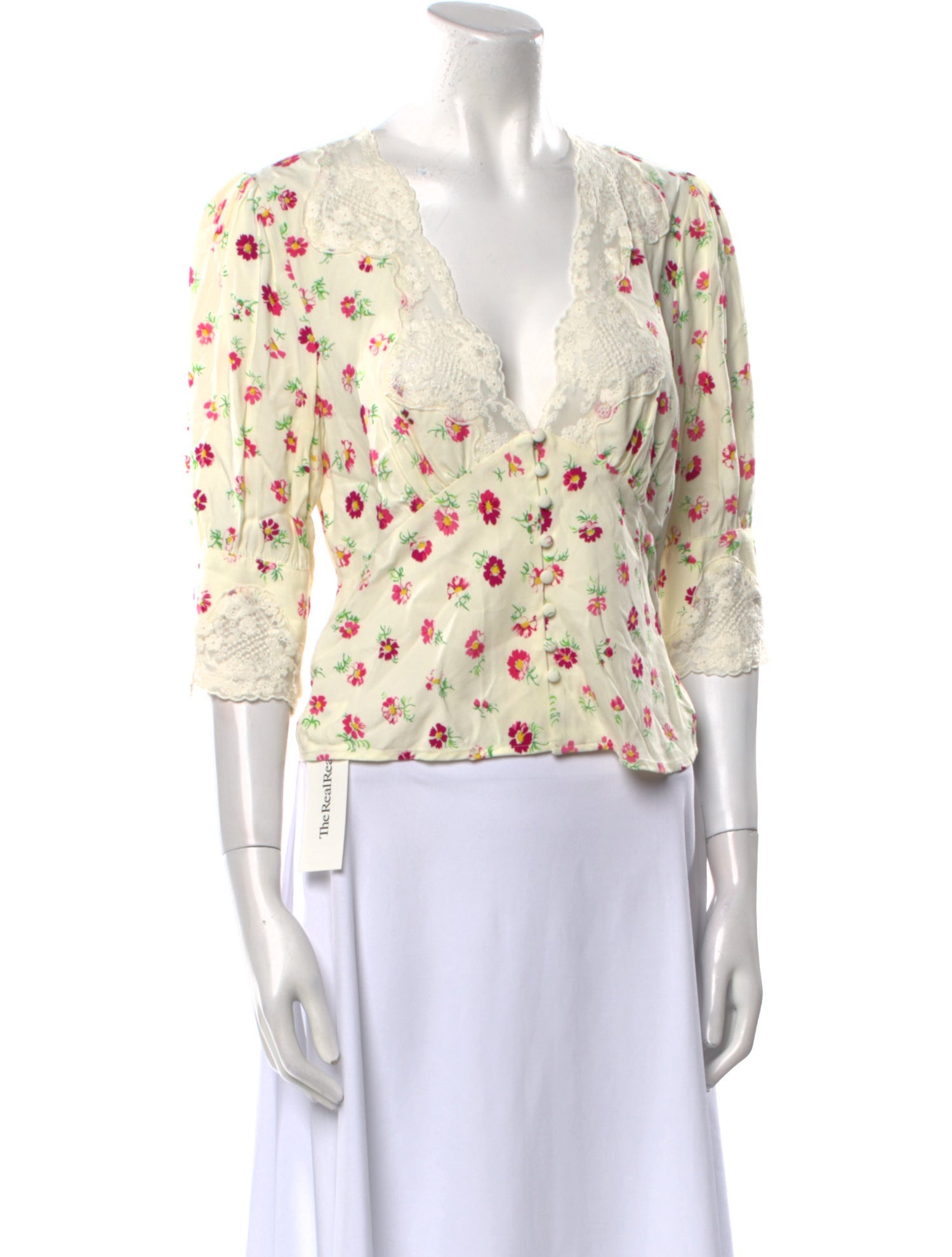 RIXO Floral Print V-Neck Crop Top