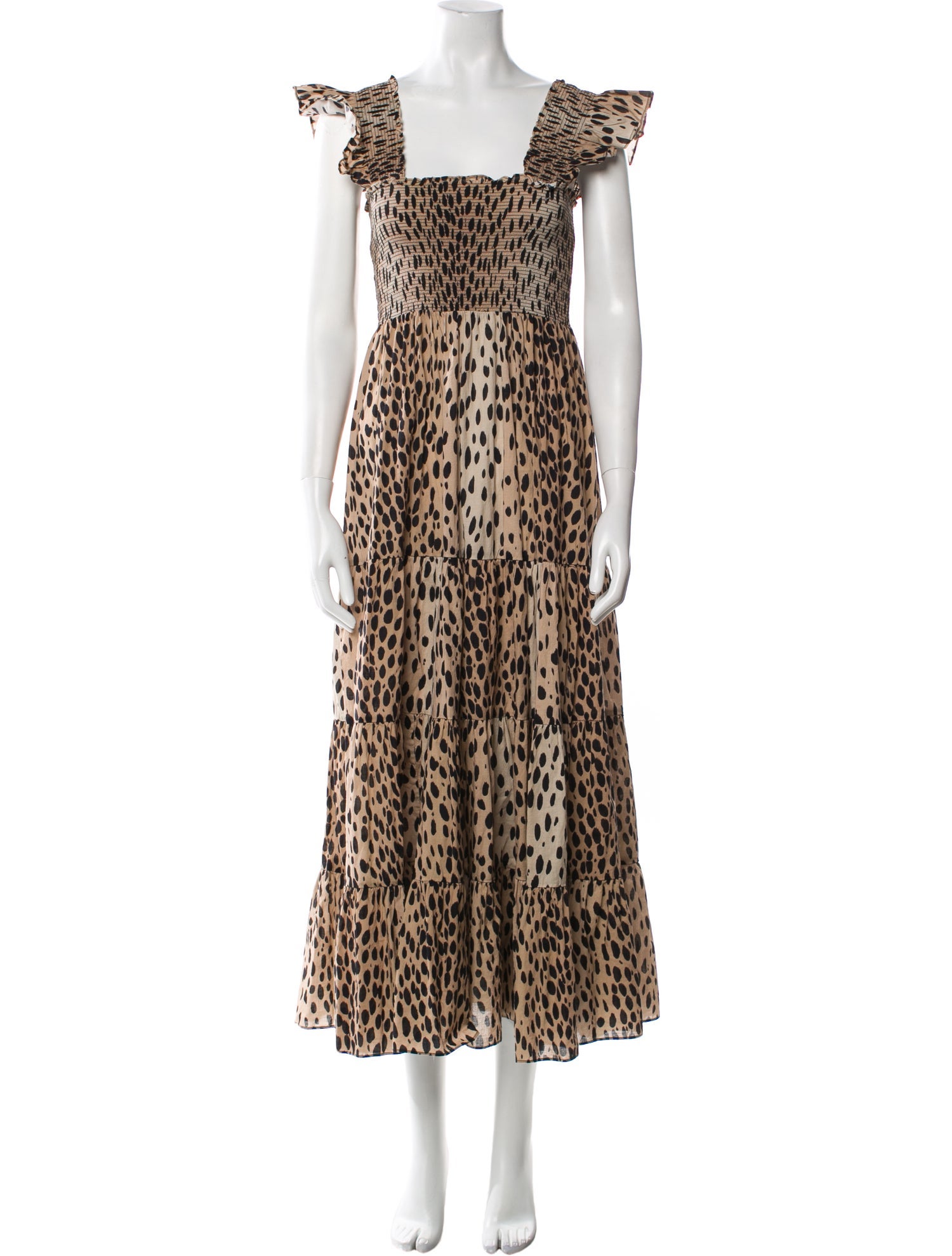 RIXO Animal Print Long Dress