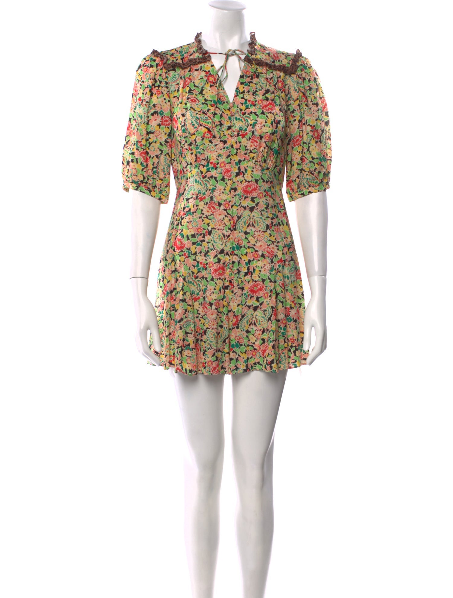 RIXO Floral Print Mini Dress