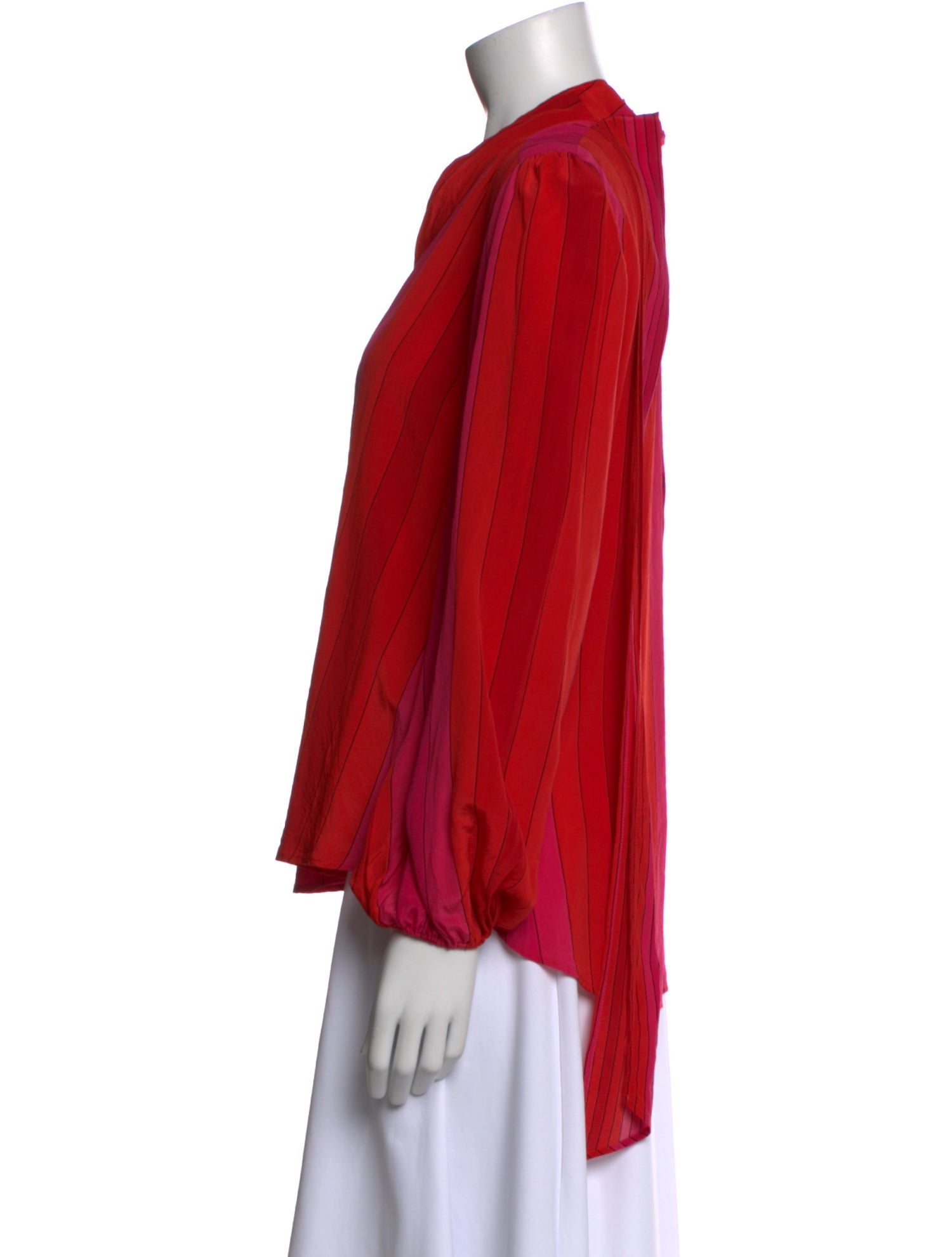 RIXO Silk V-Neck Blouse