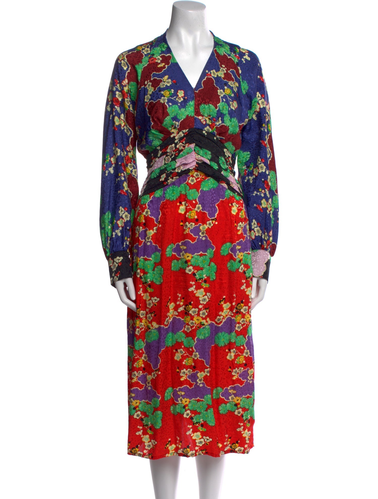 RIXO Silk Midi Length Dress