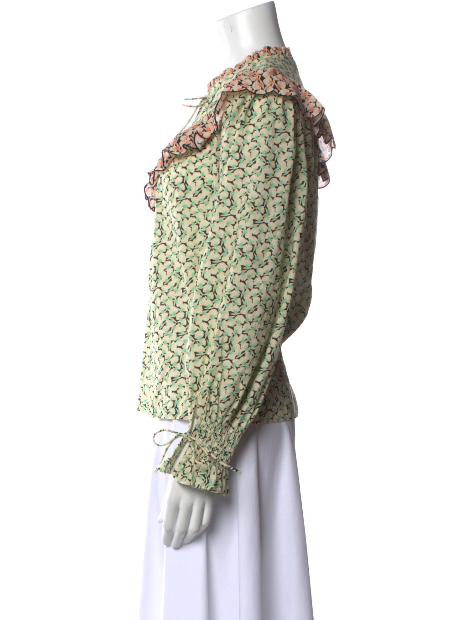 RIXO Printed Mock Neck Blouse