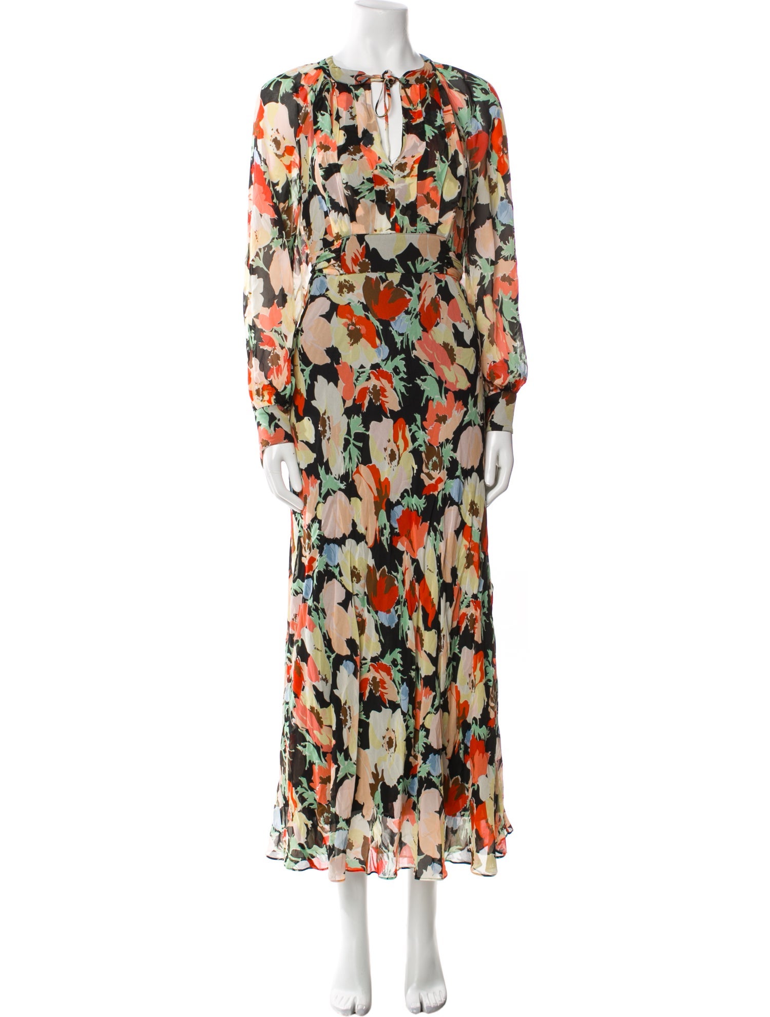 RIXO Floral Print Long Dress