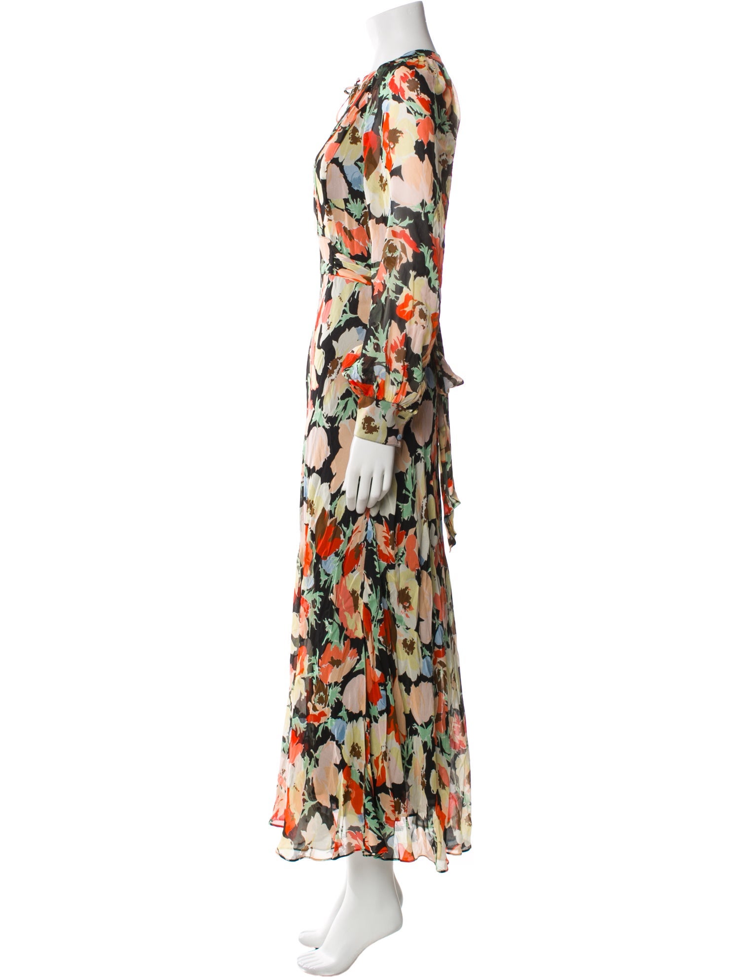 RIXO Floral Print Long Dress