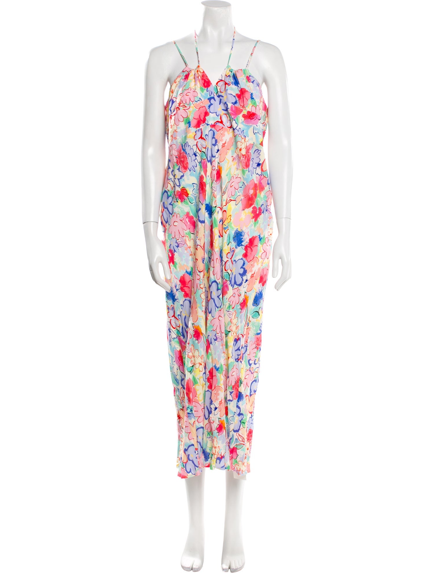 RIXO Floral Print Midi Length Dress