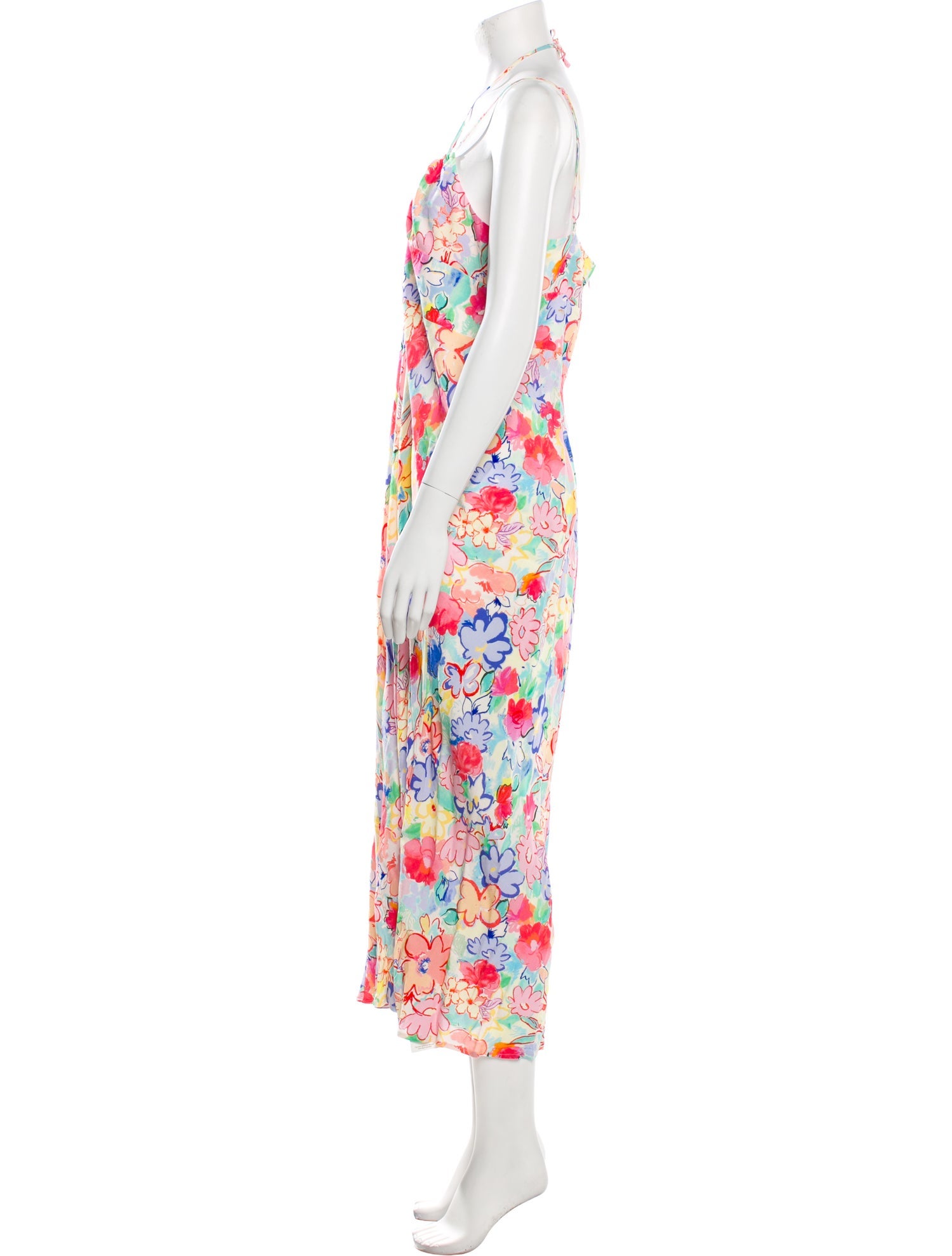 RIXO Floral Print Midi Length Dress