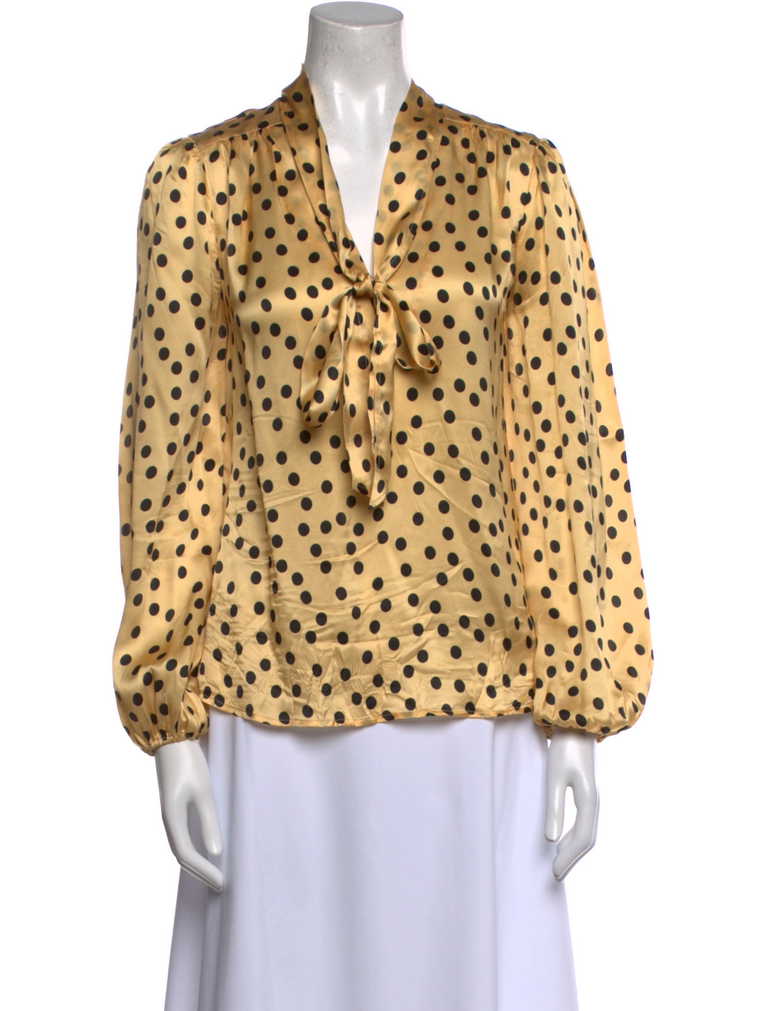 RIXO Silk Polka Dot Print Blouse