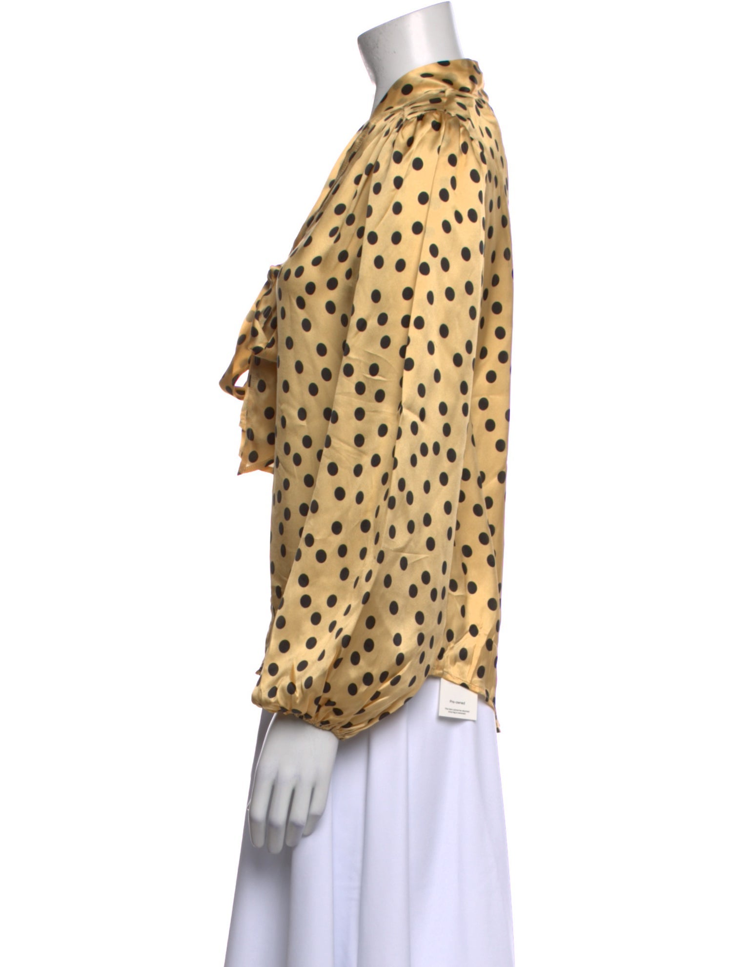 RIXO Silk Polka Dot Print Blouse