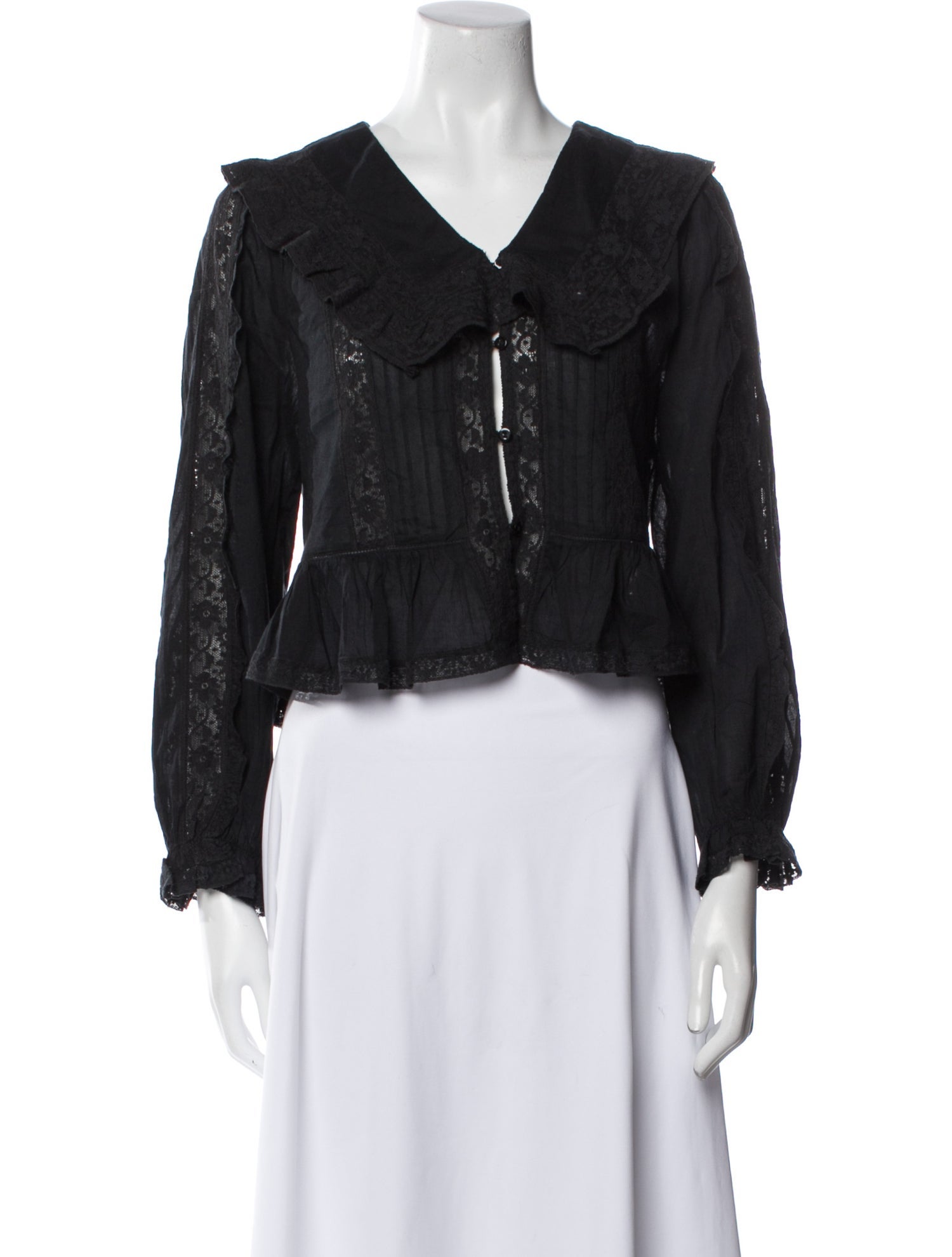 RIXO V-Neck Long Sleeve Crop Top