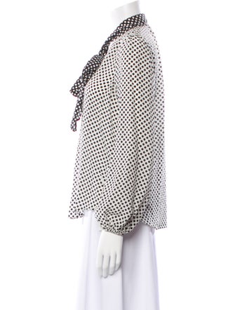 RIXO Silk Polka Dot Print Blouse