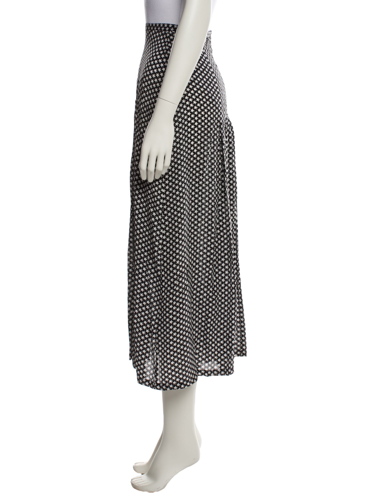 RIXO Silk Midi Length Skirt