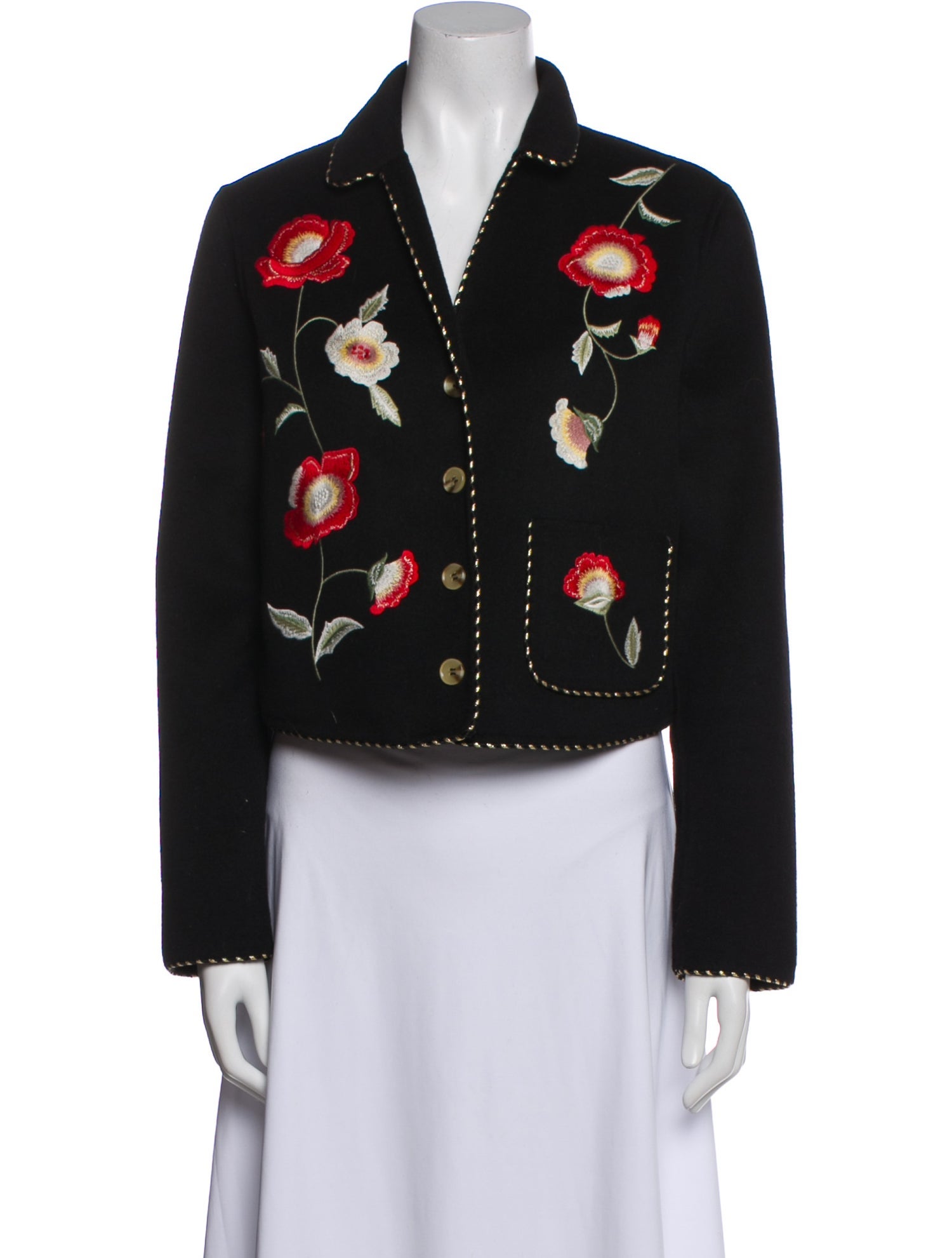 RIXO Wool Floral Print Jacket