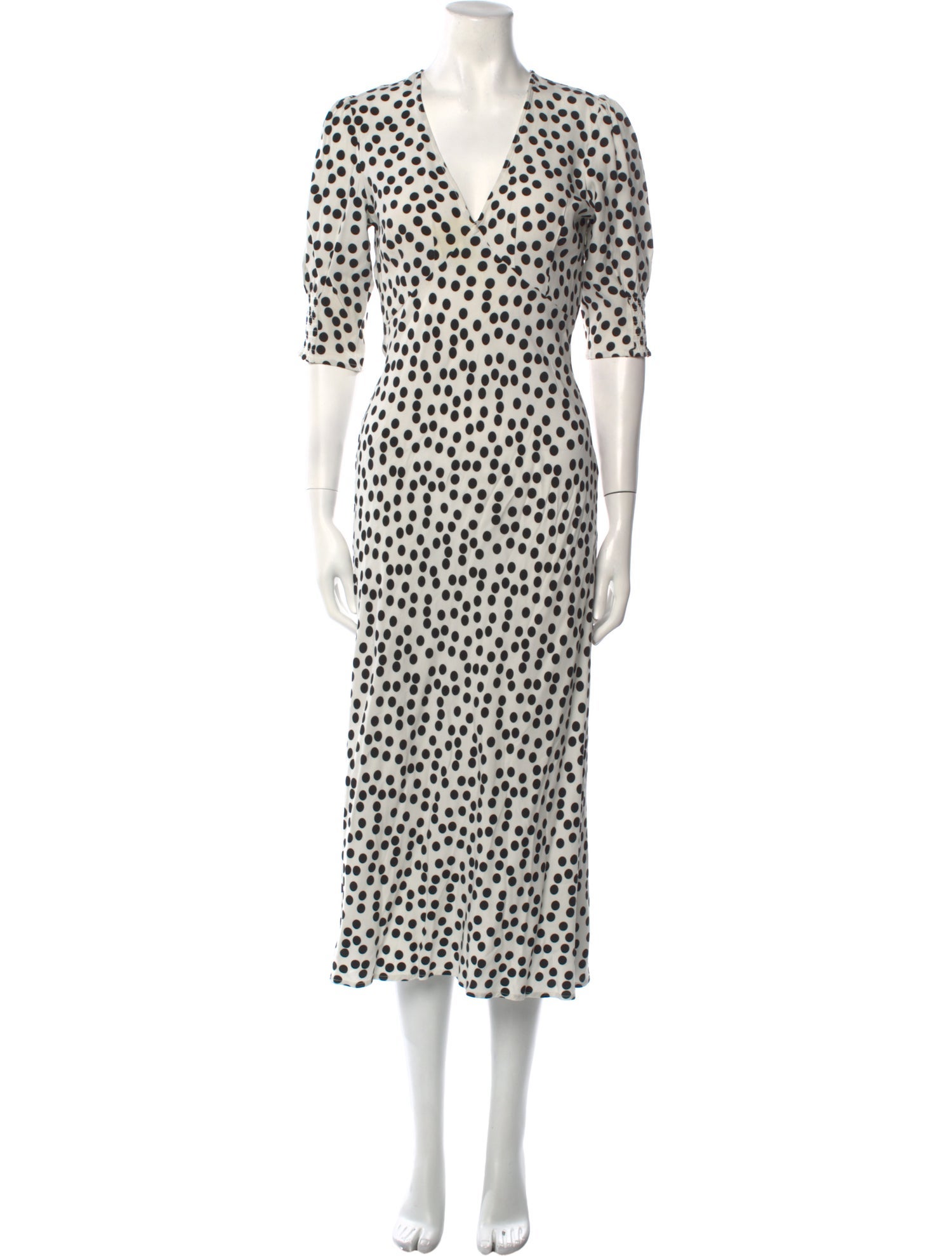 RIXO Polka Dot Print Long Dress