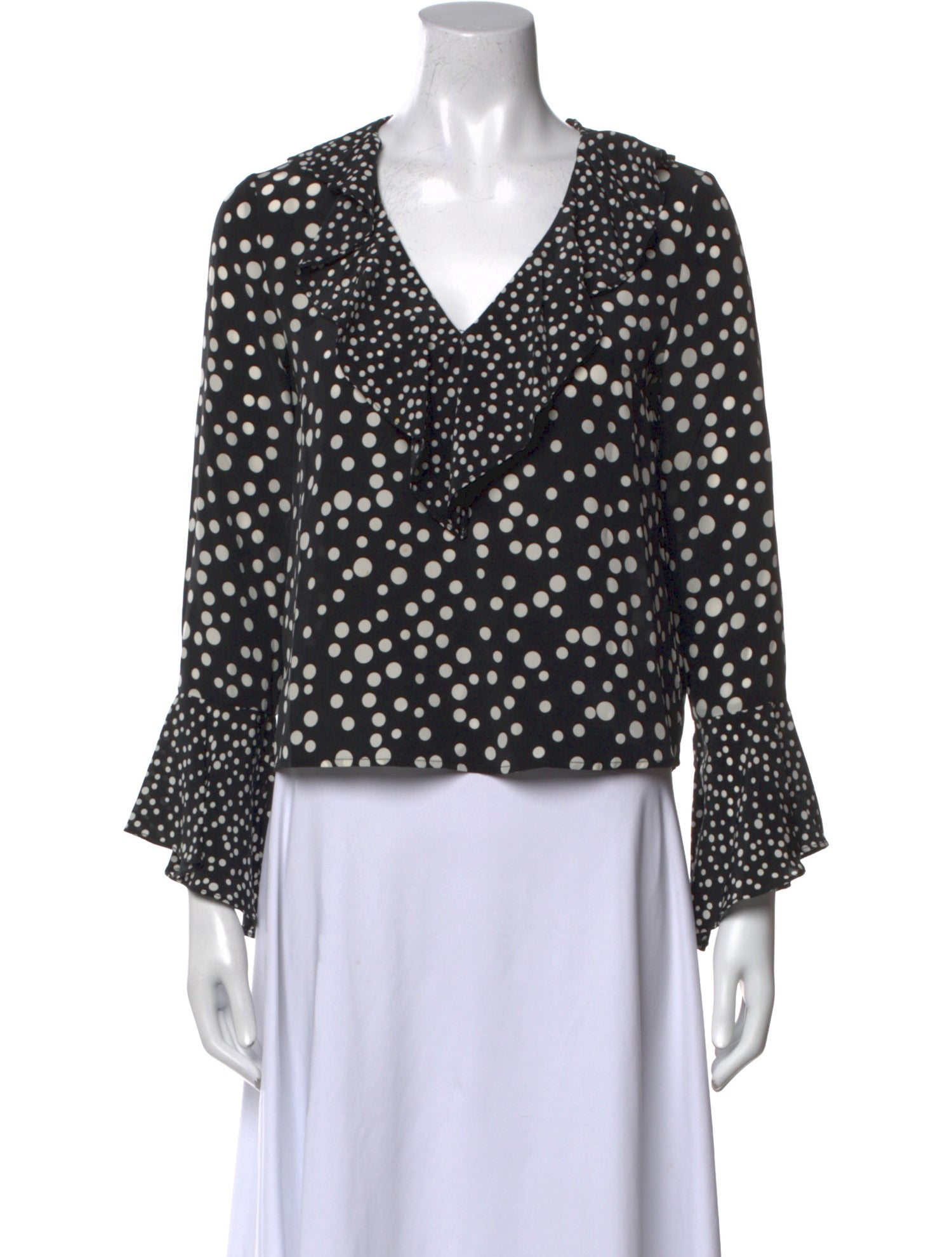 RIXO Silk Polka Dot Print Blouse