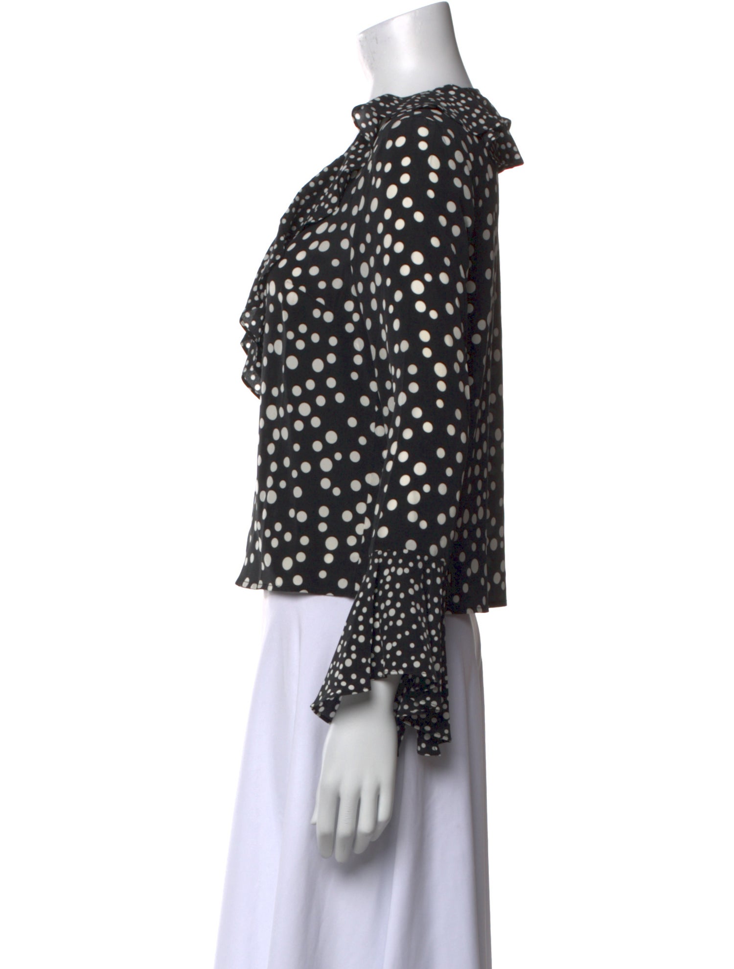 RIXO Silk Polka Dot Print Blouse