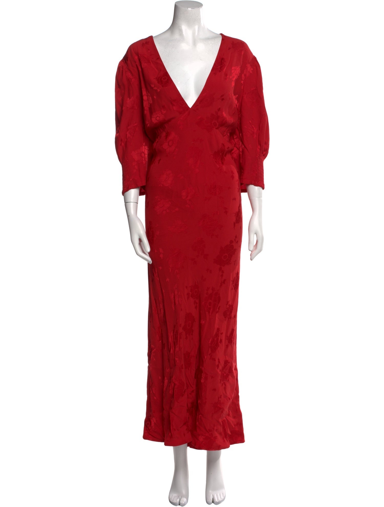 RIXO V-Neck Long Dress