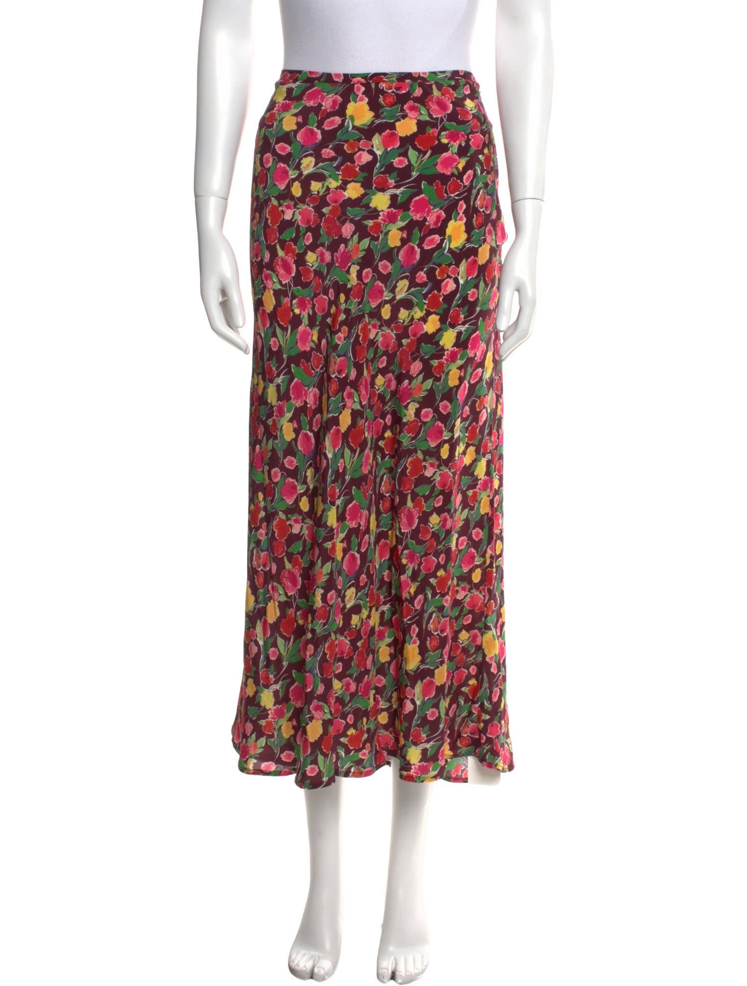 RIXO Silk Midi Length Skirt