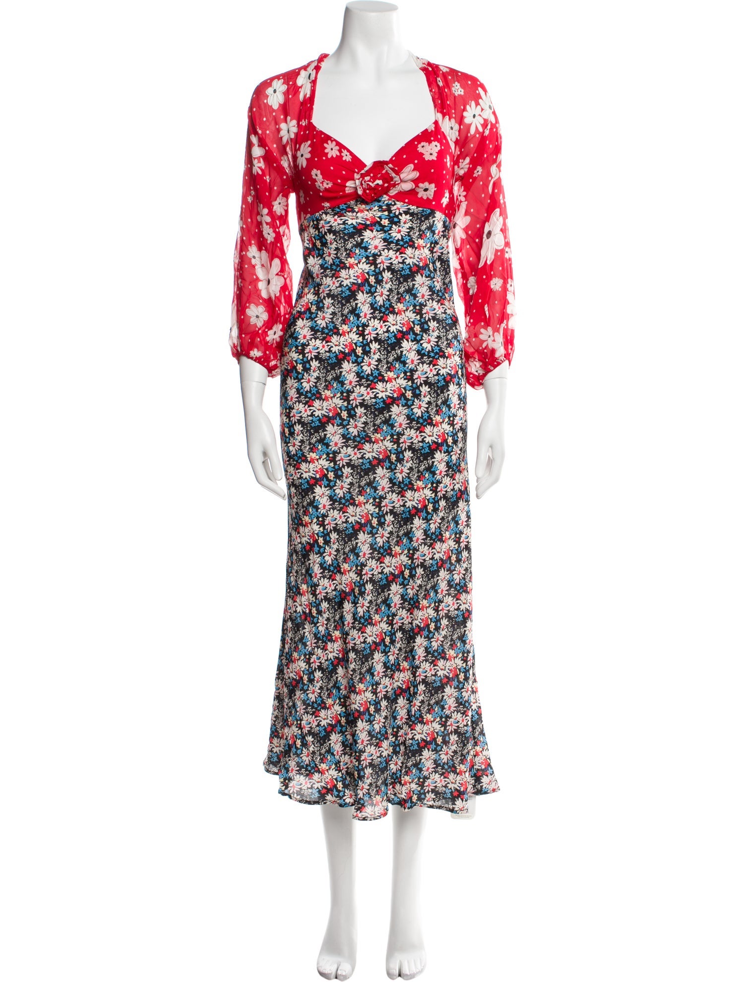 RIXO Floral Print Long Dress