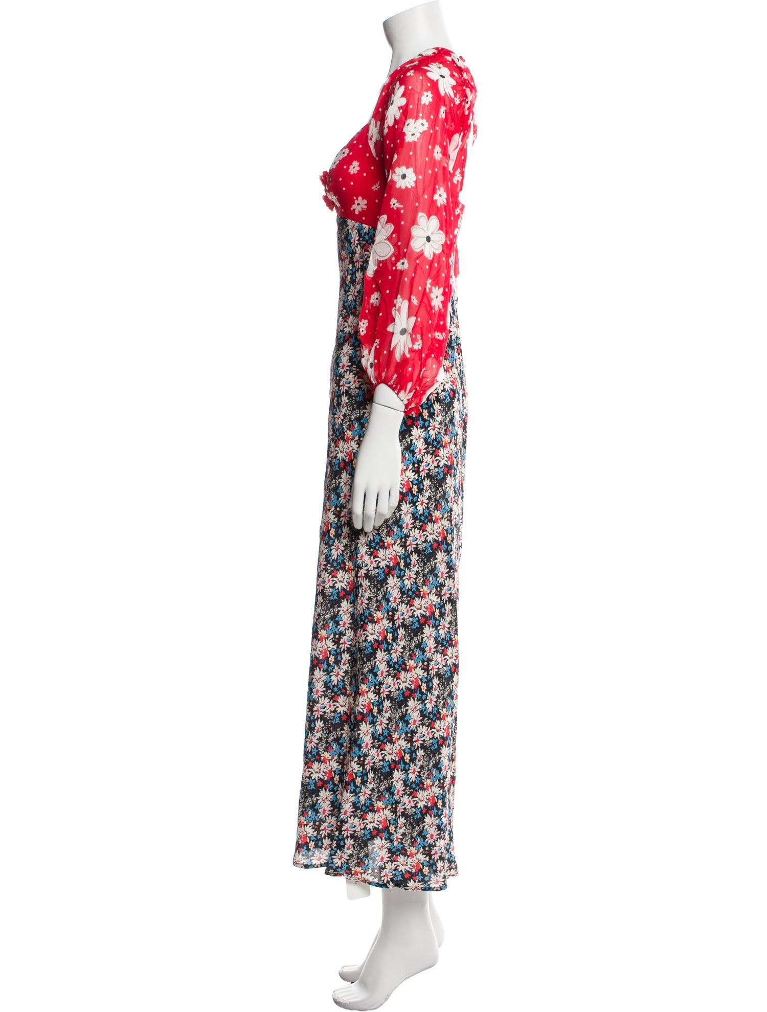 RIXO Floral Print Long Dress