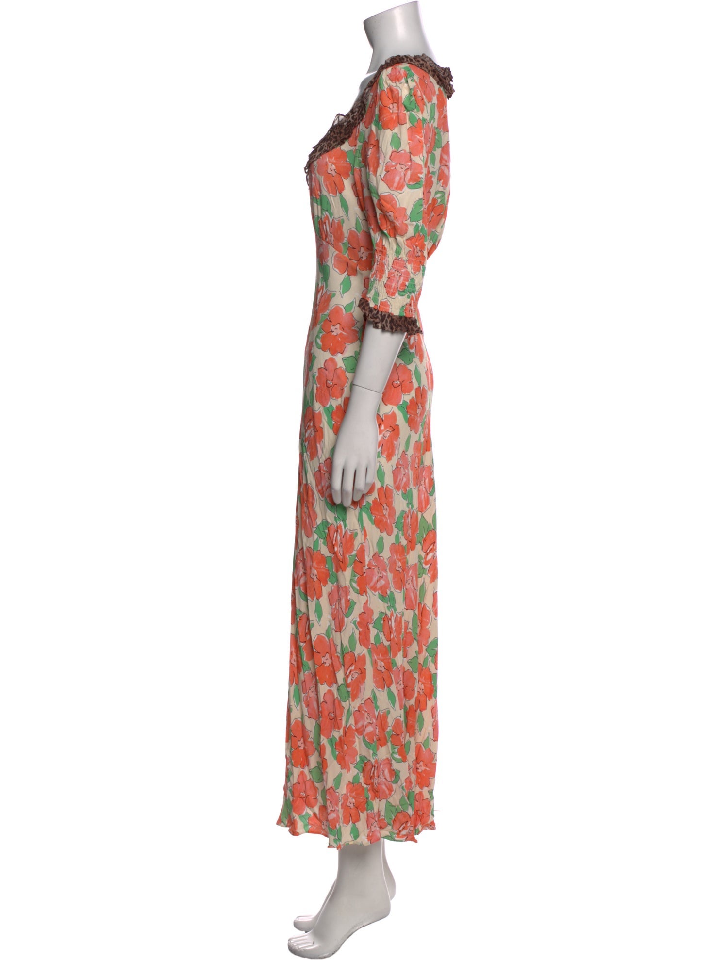 RIXO Floral Print Long Dress