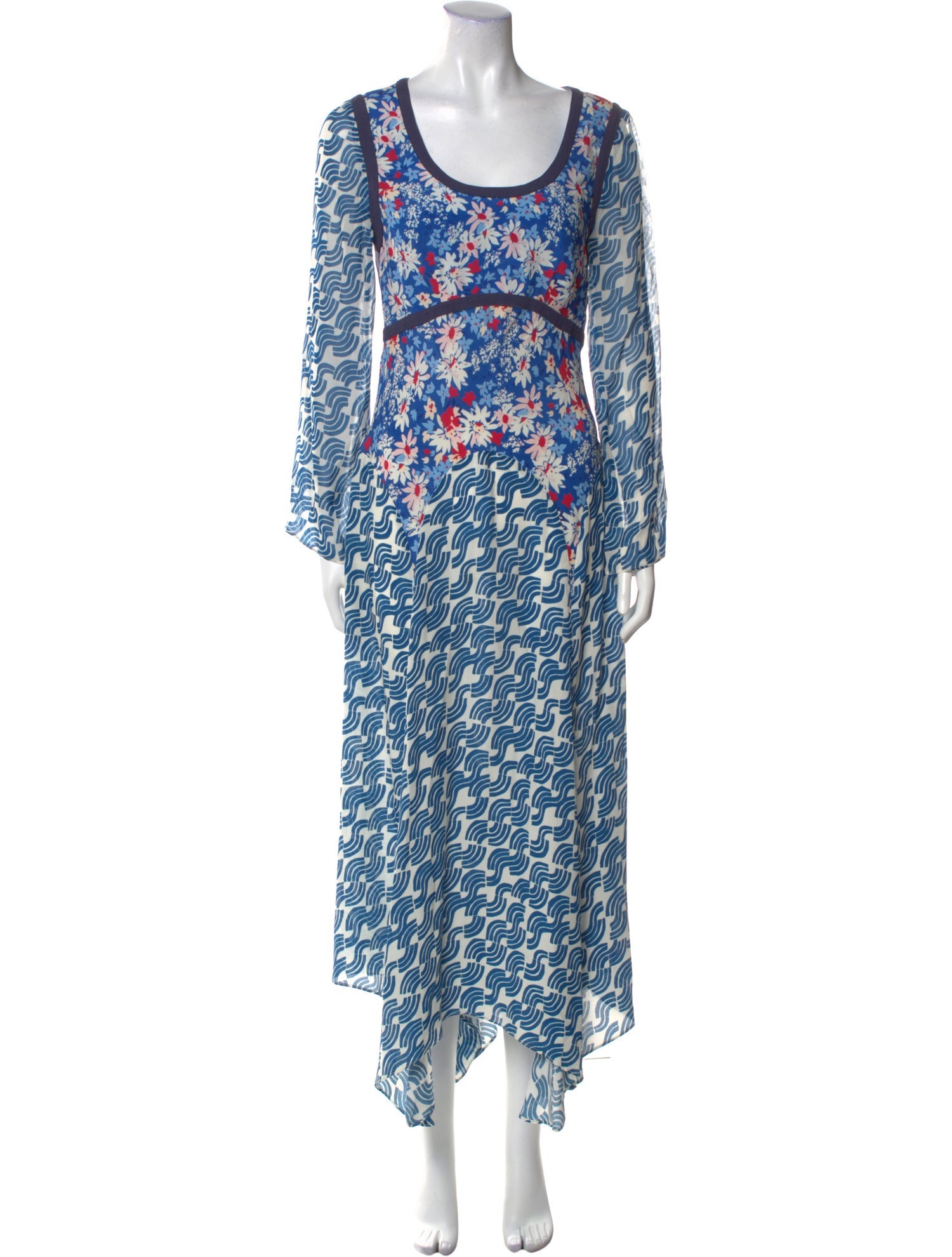 RIXO Printed Midi Length Dress