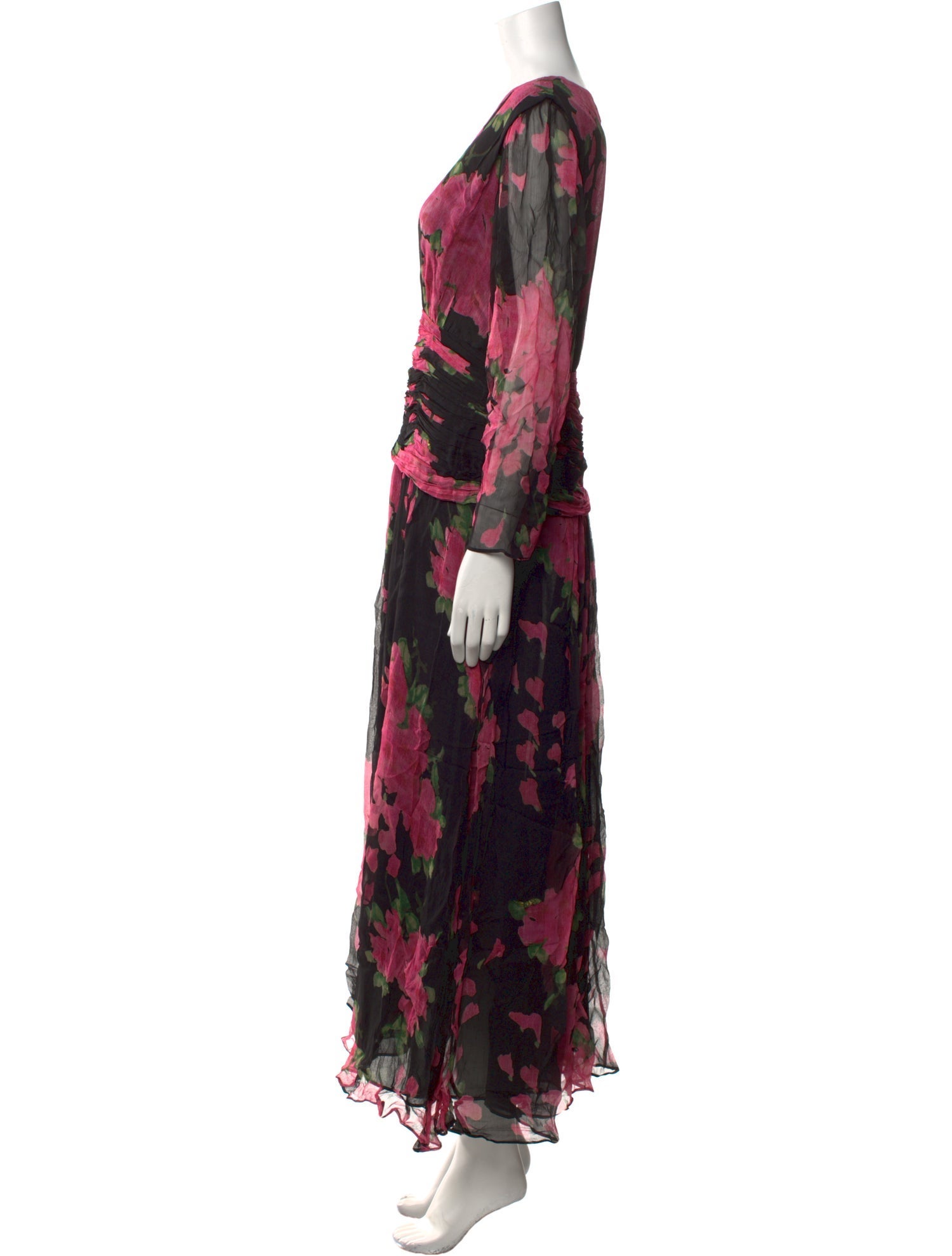 RIXO Printed Long Dress