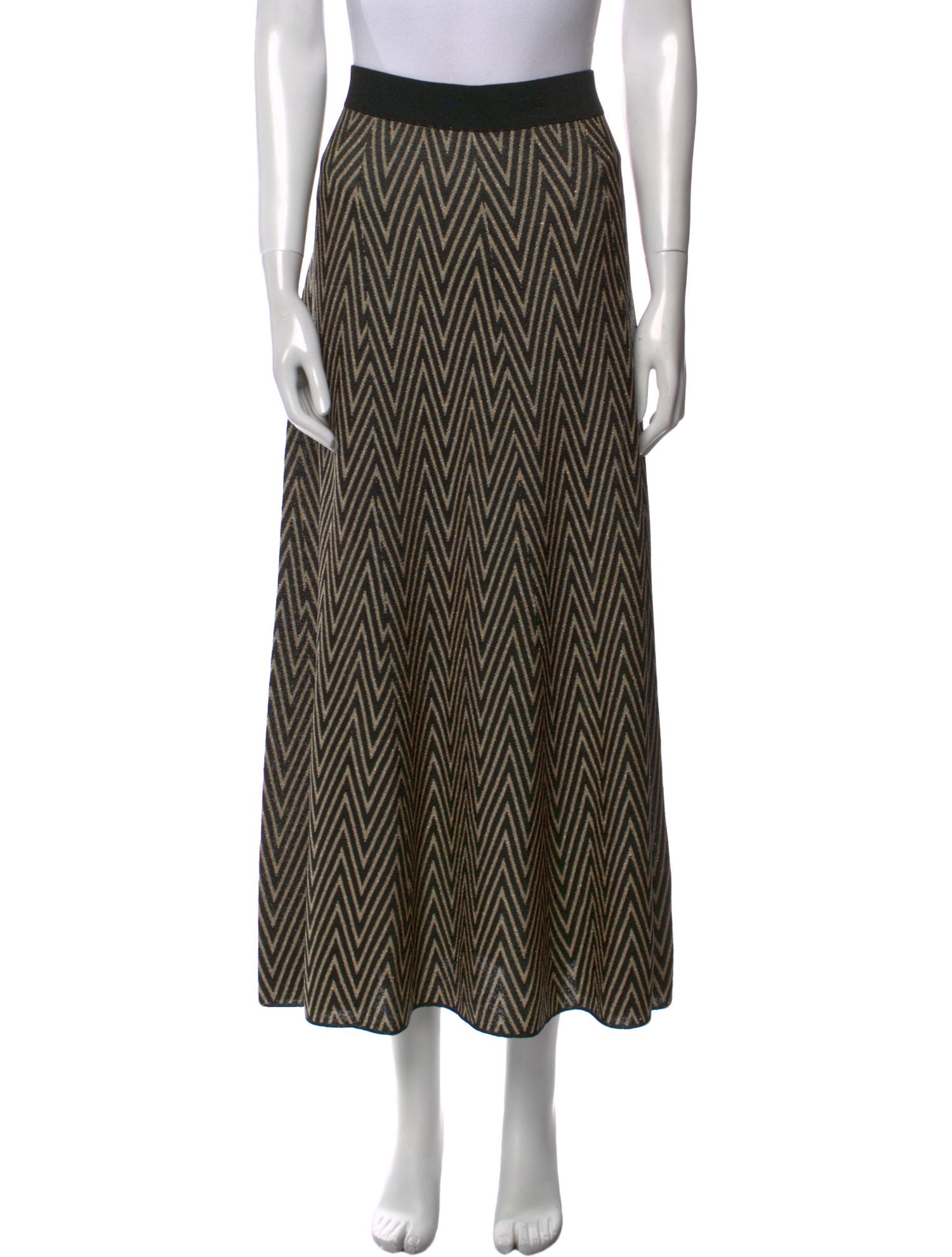 RIXO Striped Midi Length Skirt