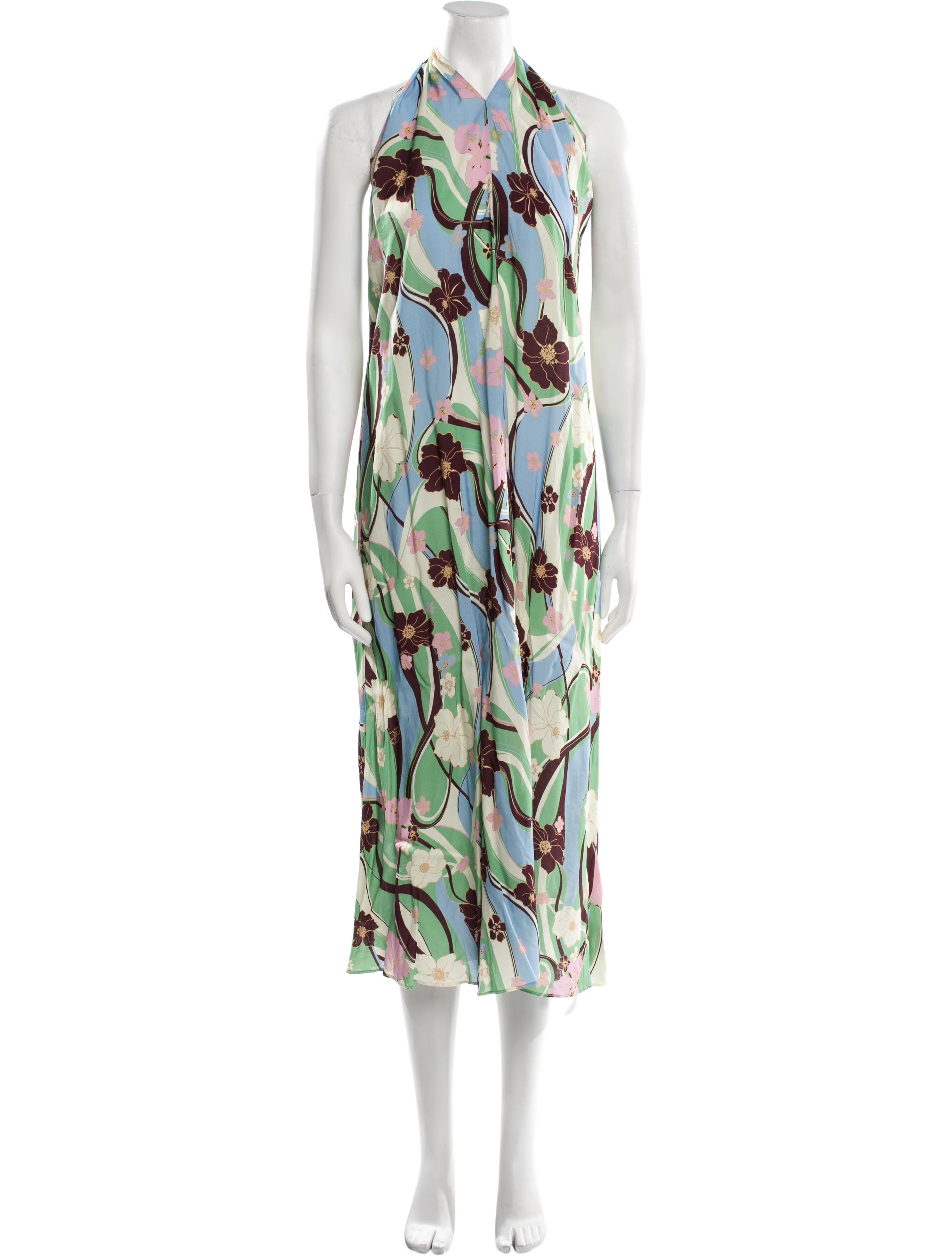 RIXO Printed Long Dress