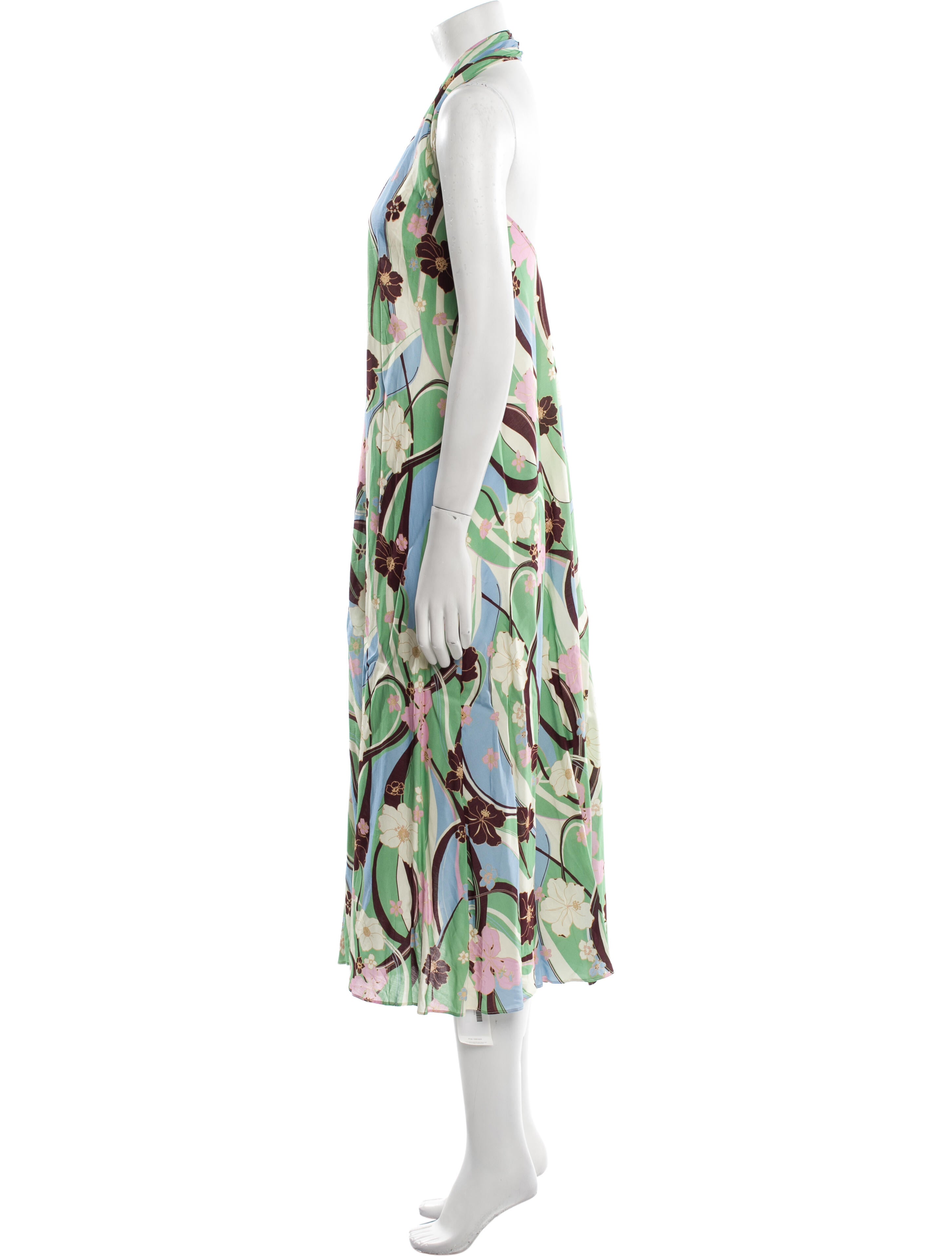 RIXO Printed Long Dress
