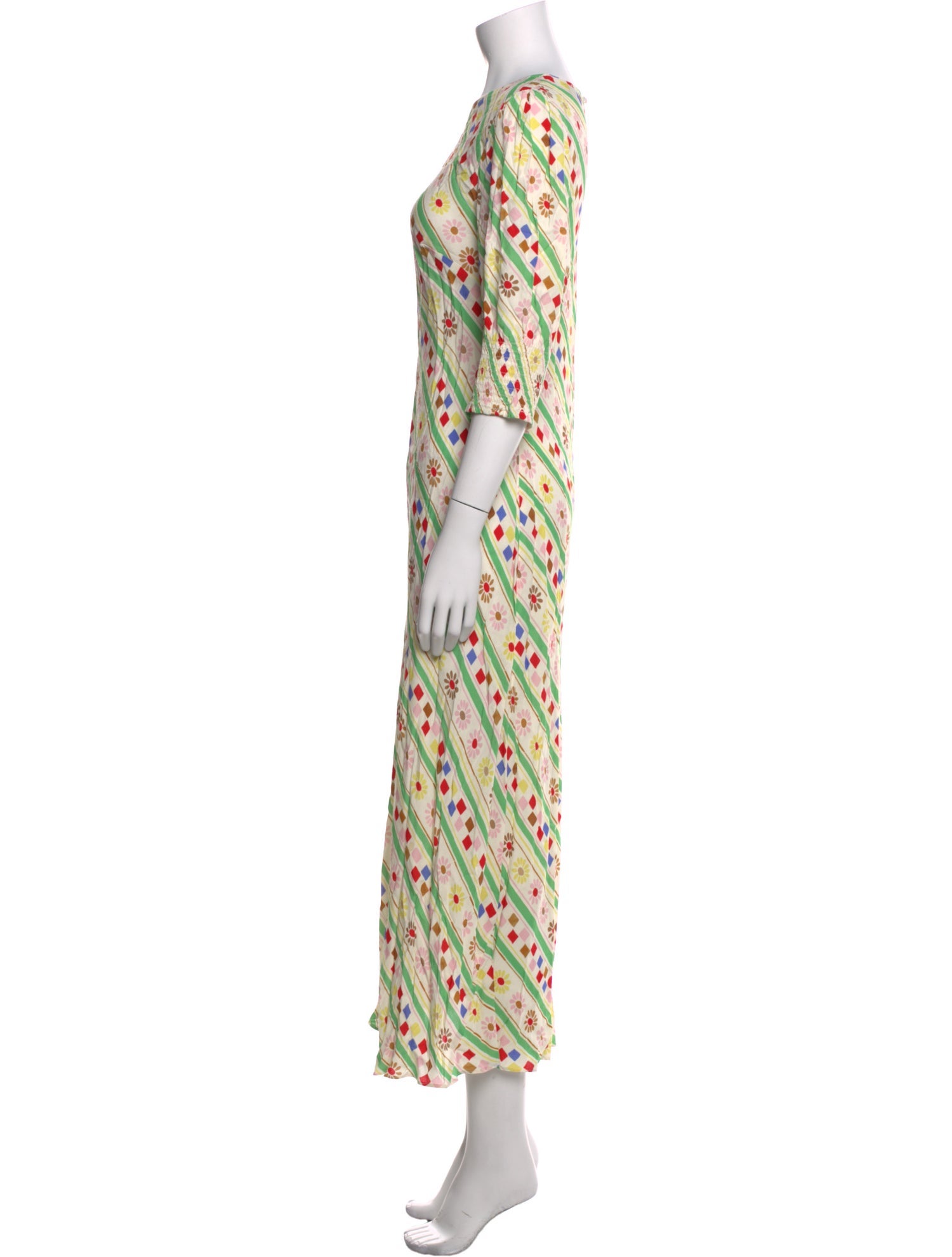RIXO Printed Long Dress