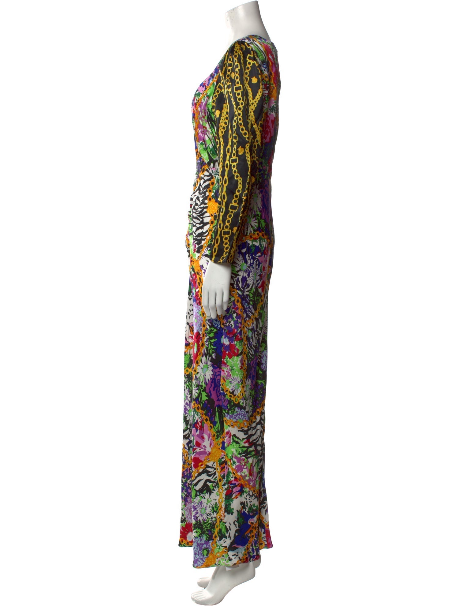 RIXO Printed Long Dress