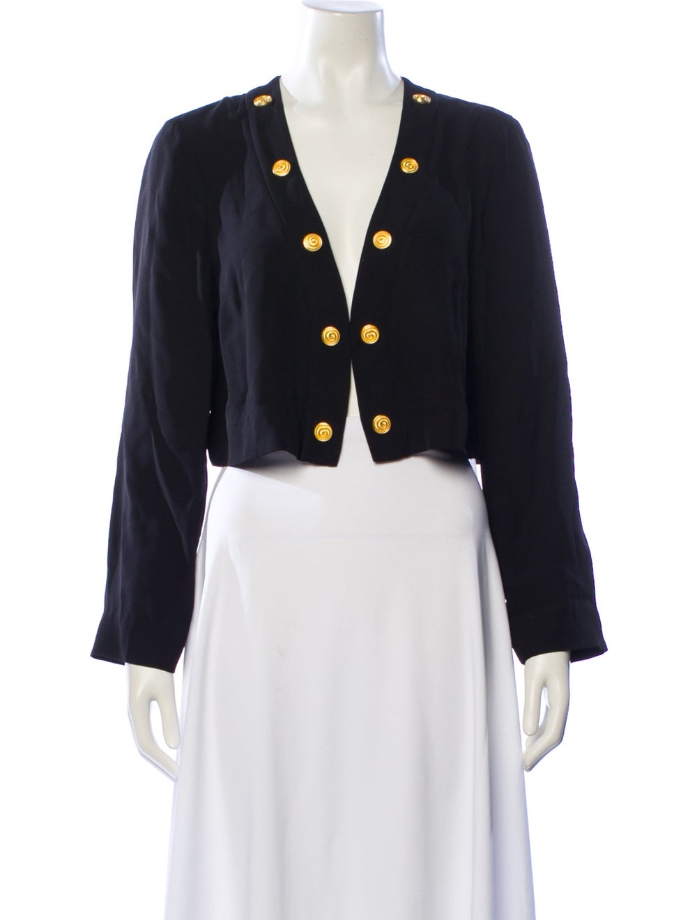Rixo Evening Jacket Blue Collarless Hook and Eye … - image 1