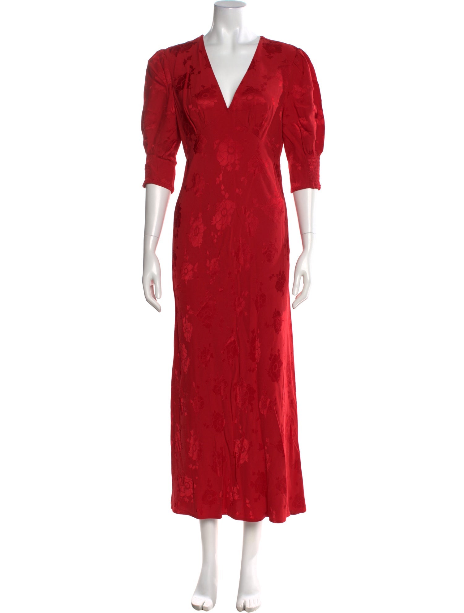 RIXO V-Neck Long Dress