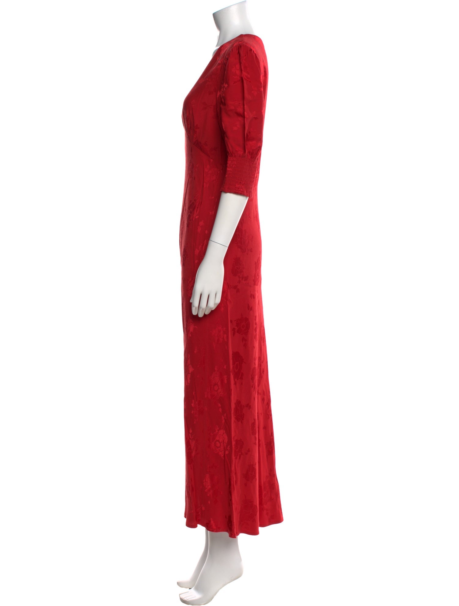 RIXO V-Neck Long Dress