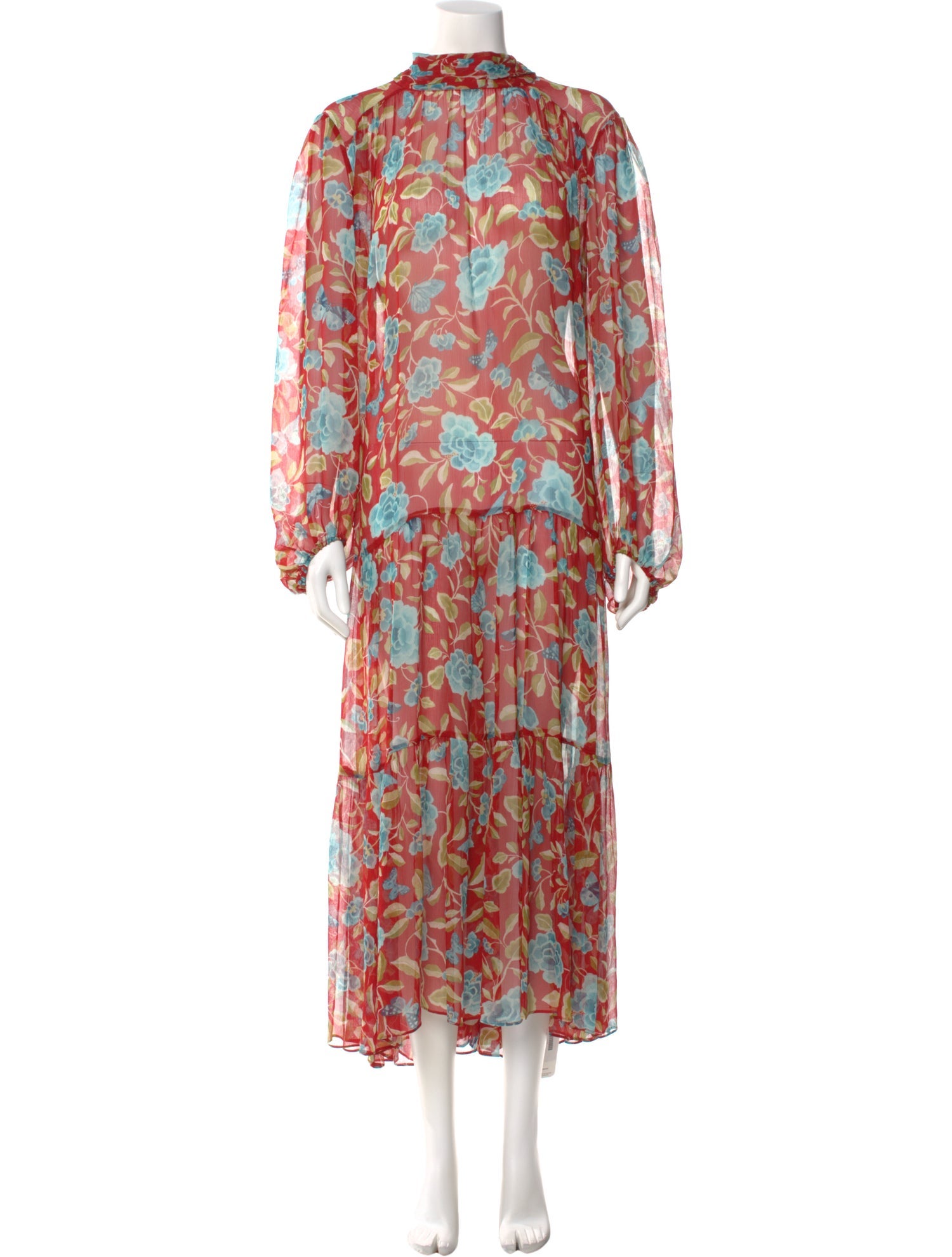 RIXO Floral Print Long Dress