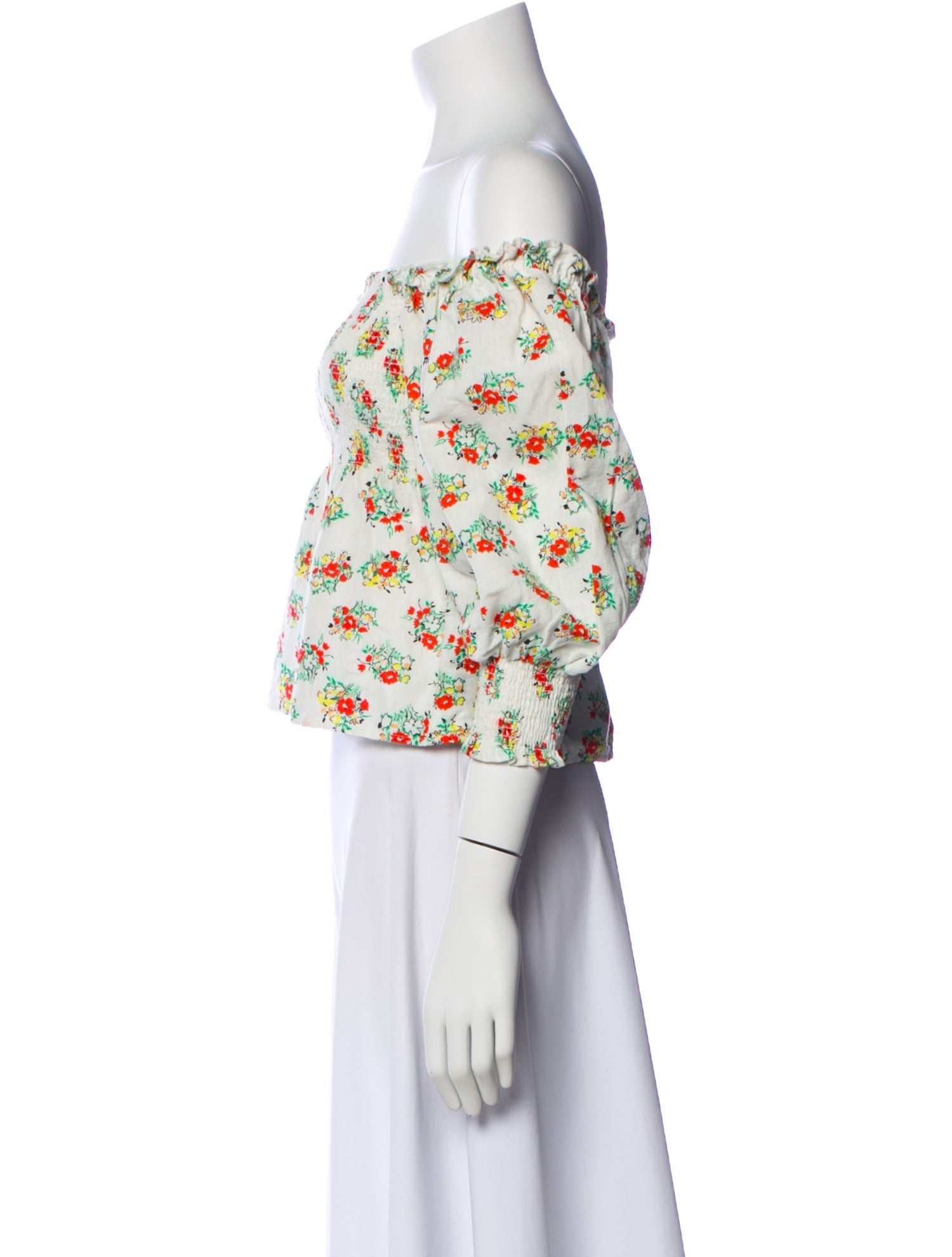 RIXO Linen Floral Print Blouse