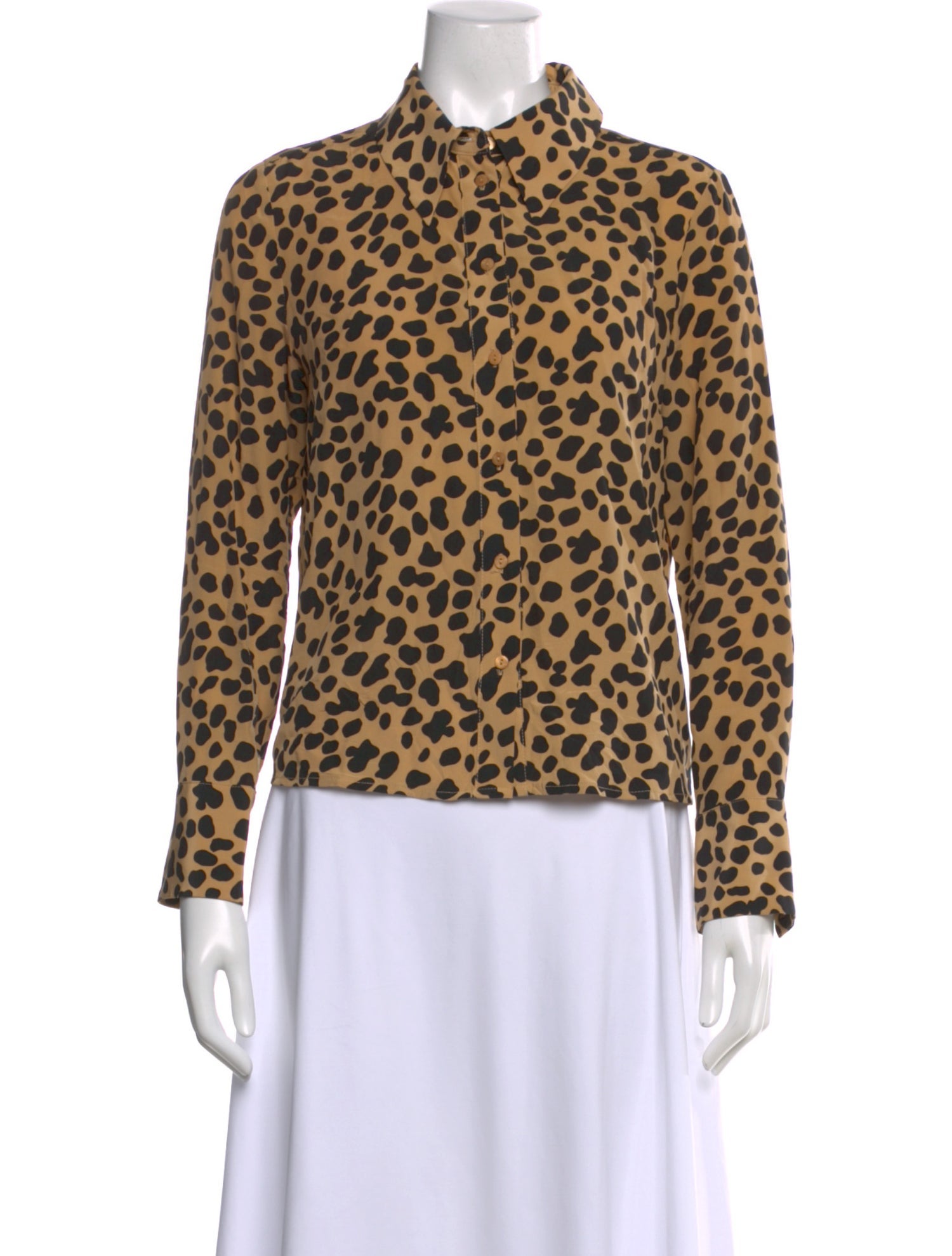 RIXO Silk Animal Print Blouse