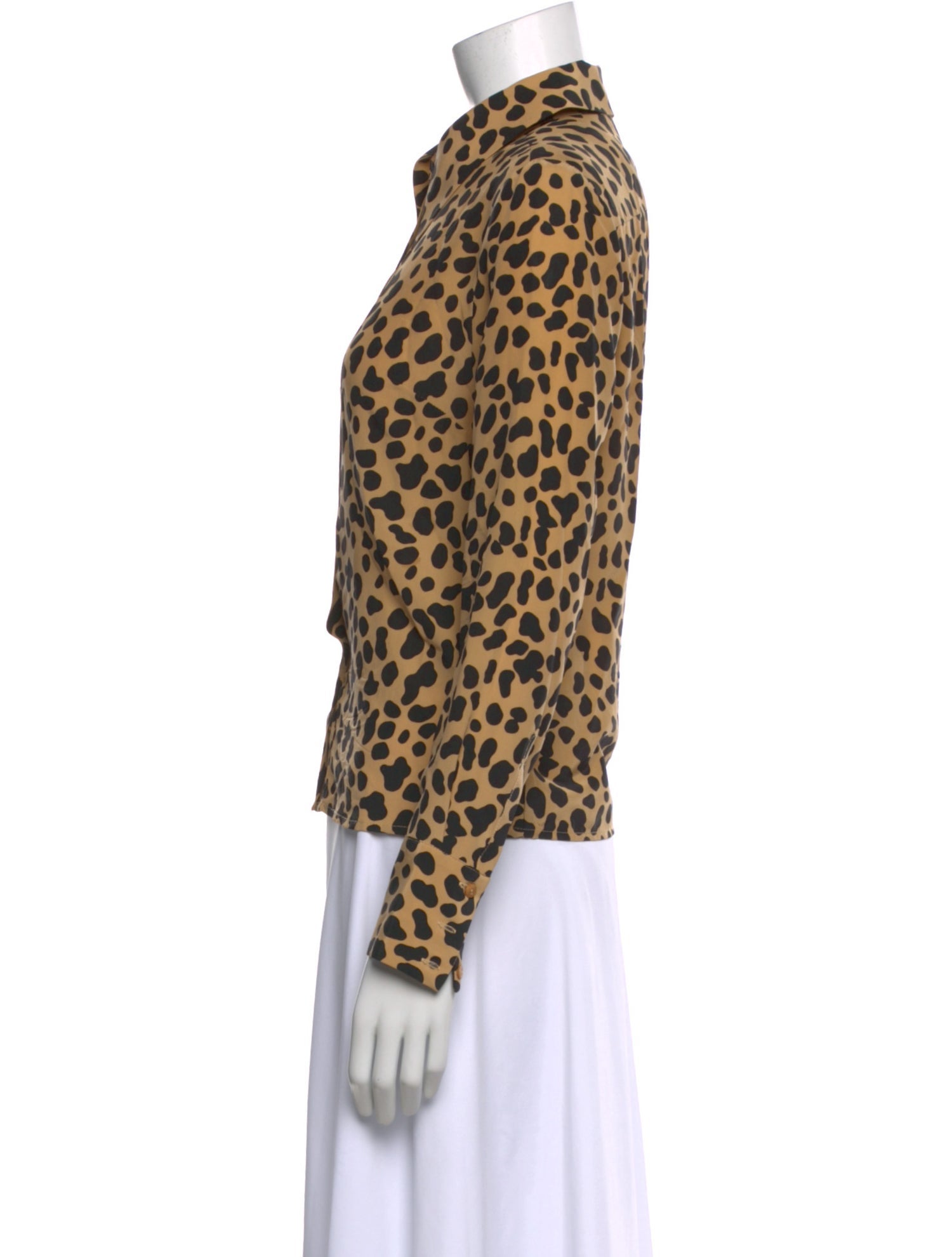 RIXO Silk Animal Print Blouse