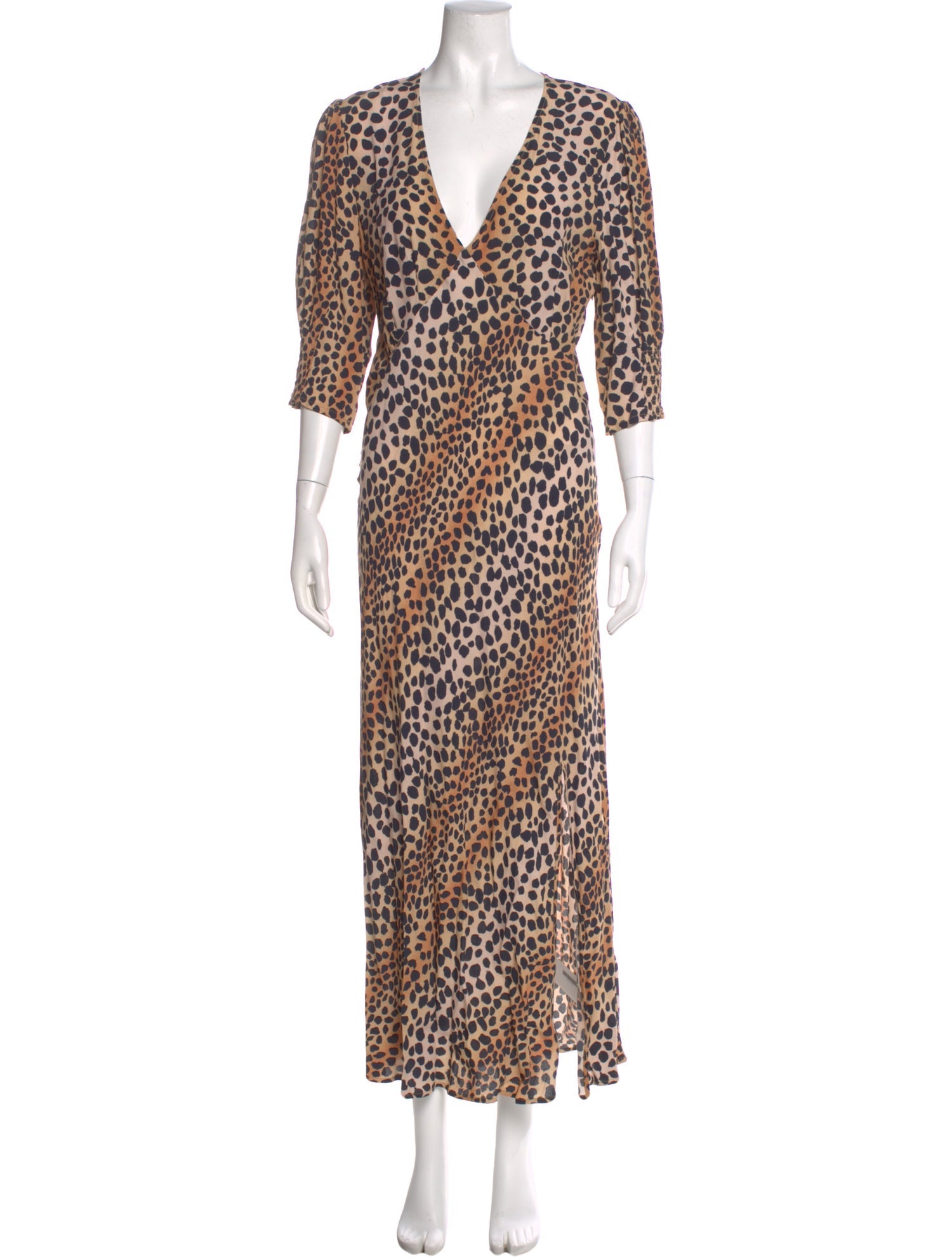 RIXO Animal Print Long Dress