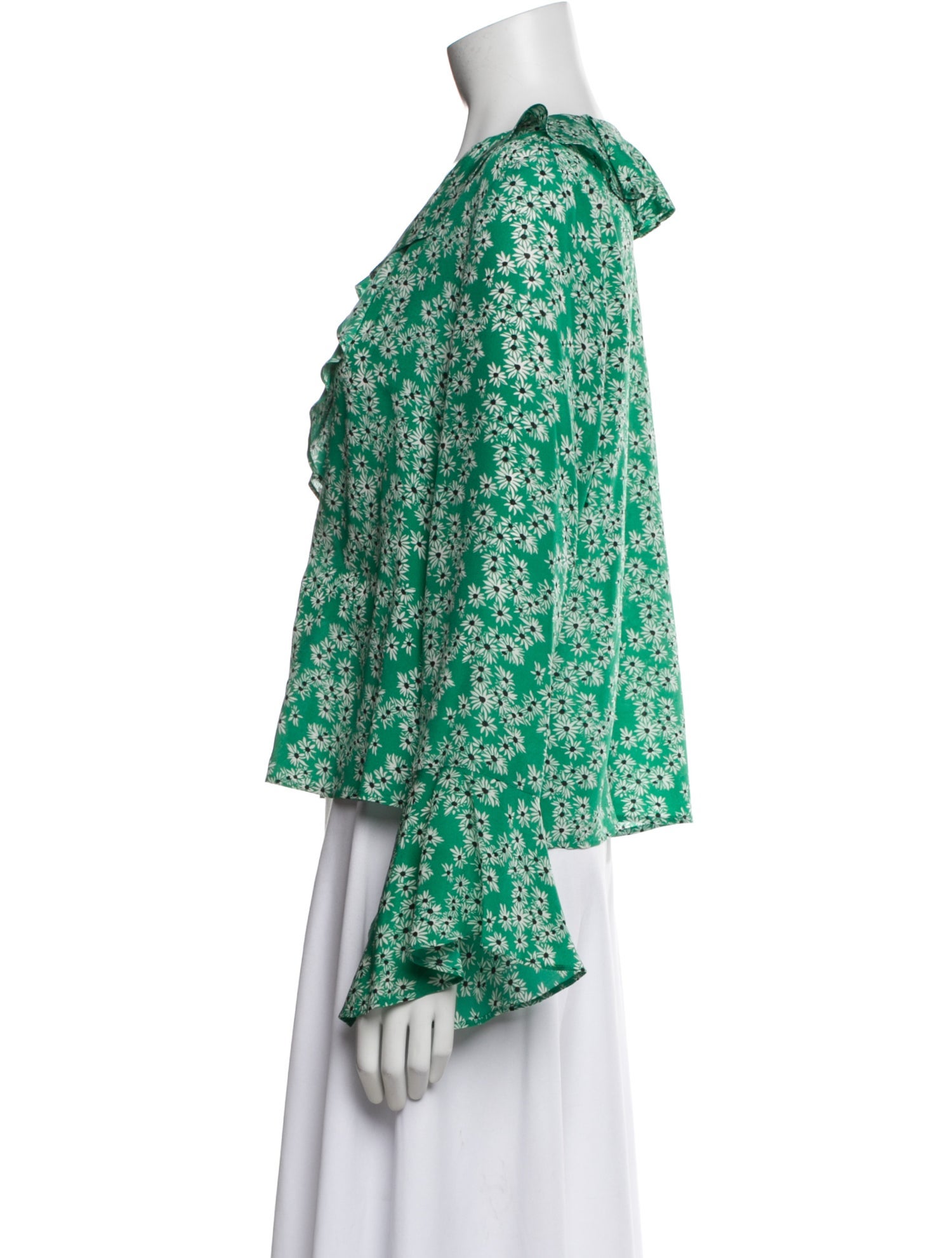 RIXO Silk Floral Print Blouse