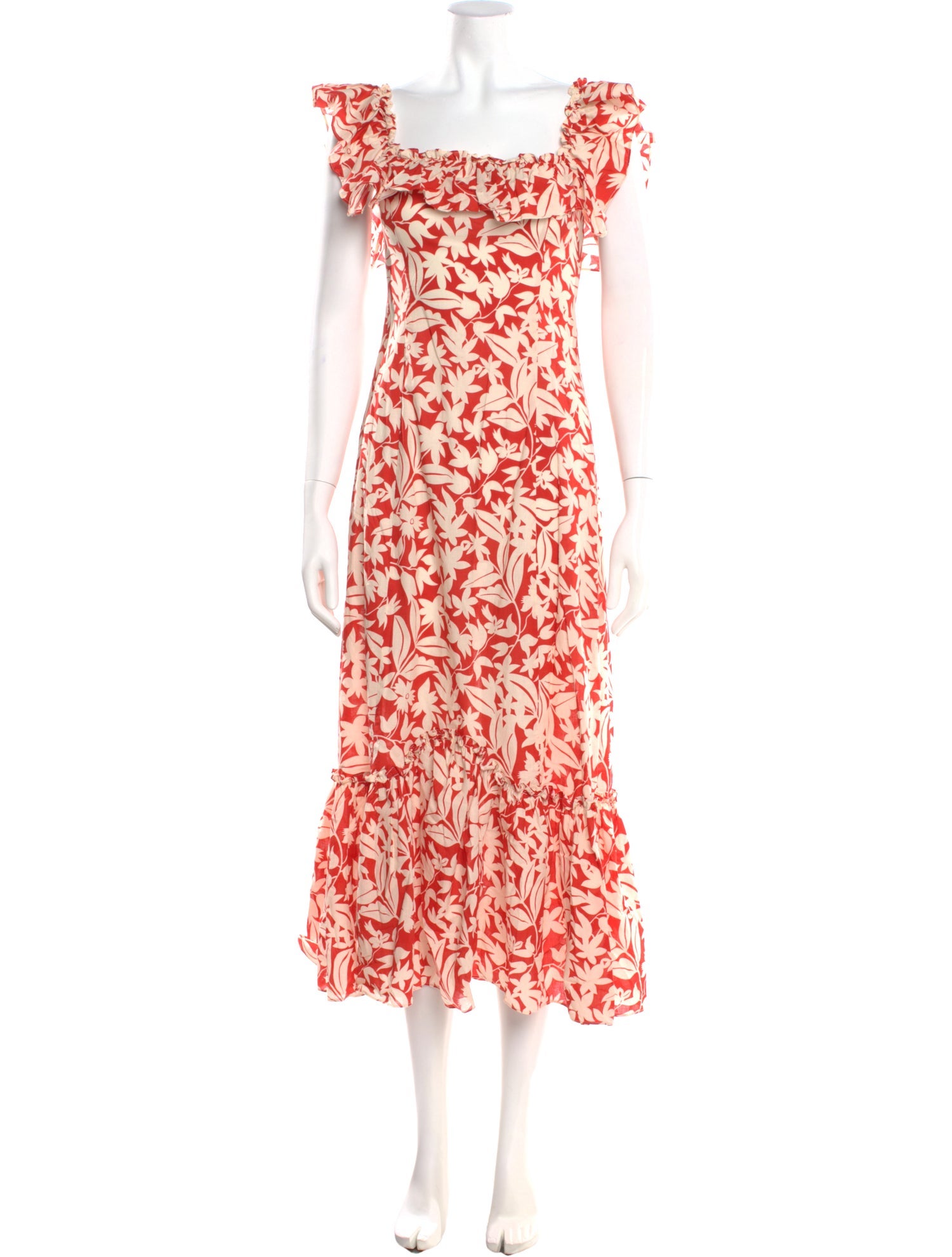 RIXO Floral Print Midi Length Dress