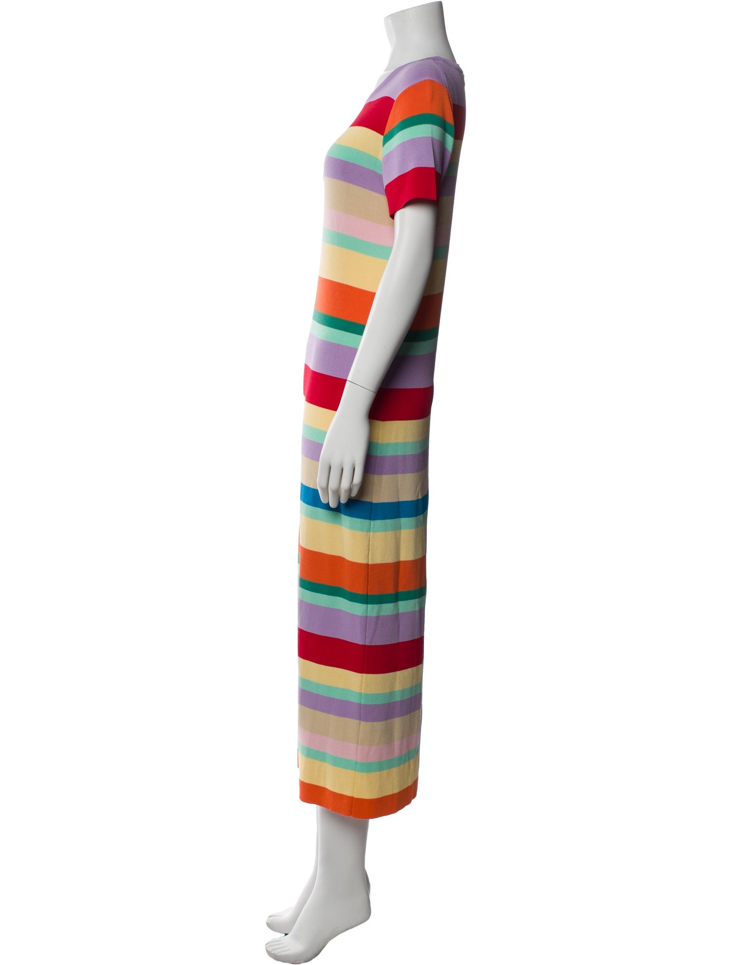 RIXO Striped Long Dress