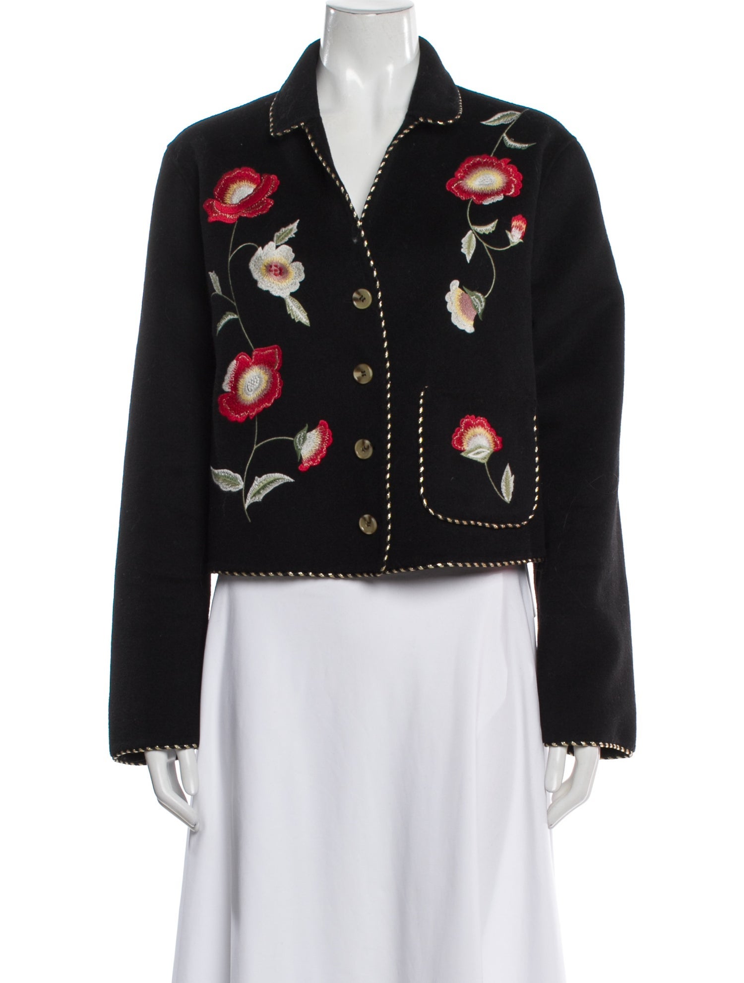 RIXO Wool Floral Print Evening Jacket