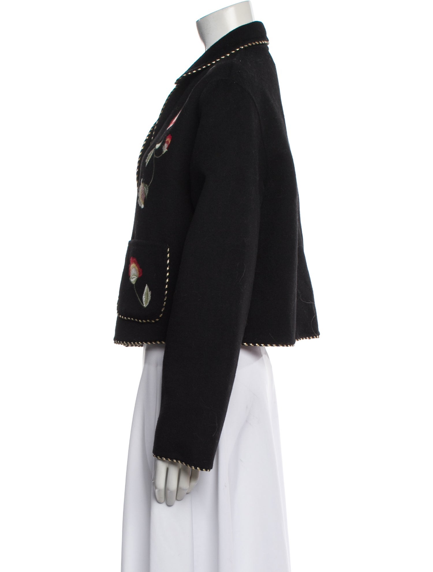 RIXO Wool Floral Print Evening Jacket