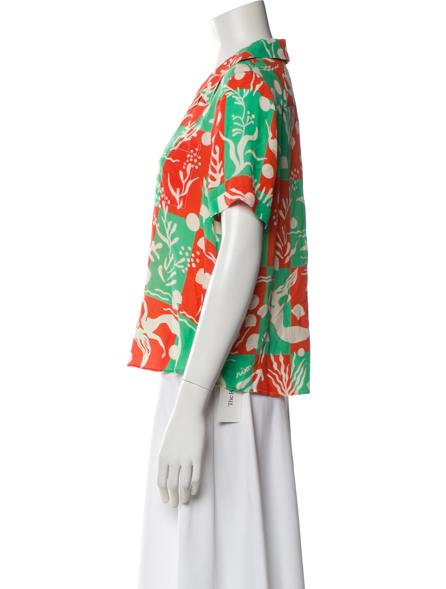 RIXO Silk Printed Blouse