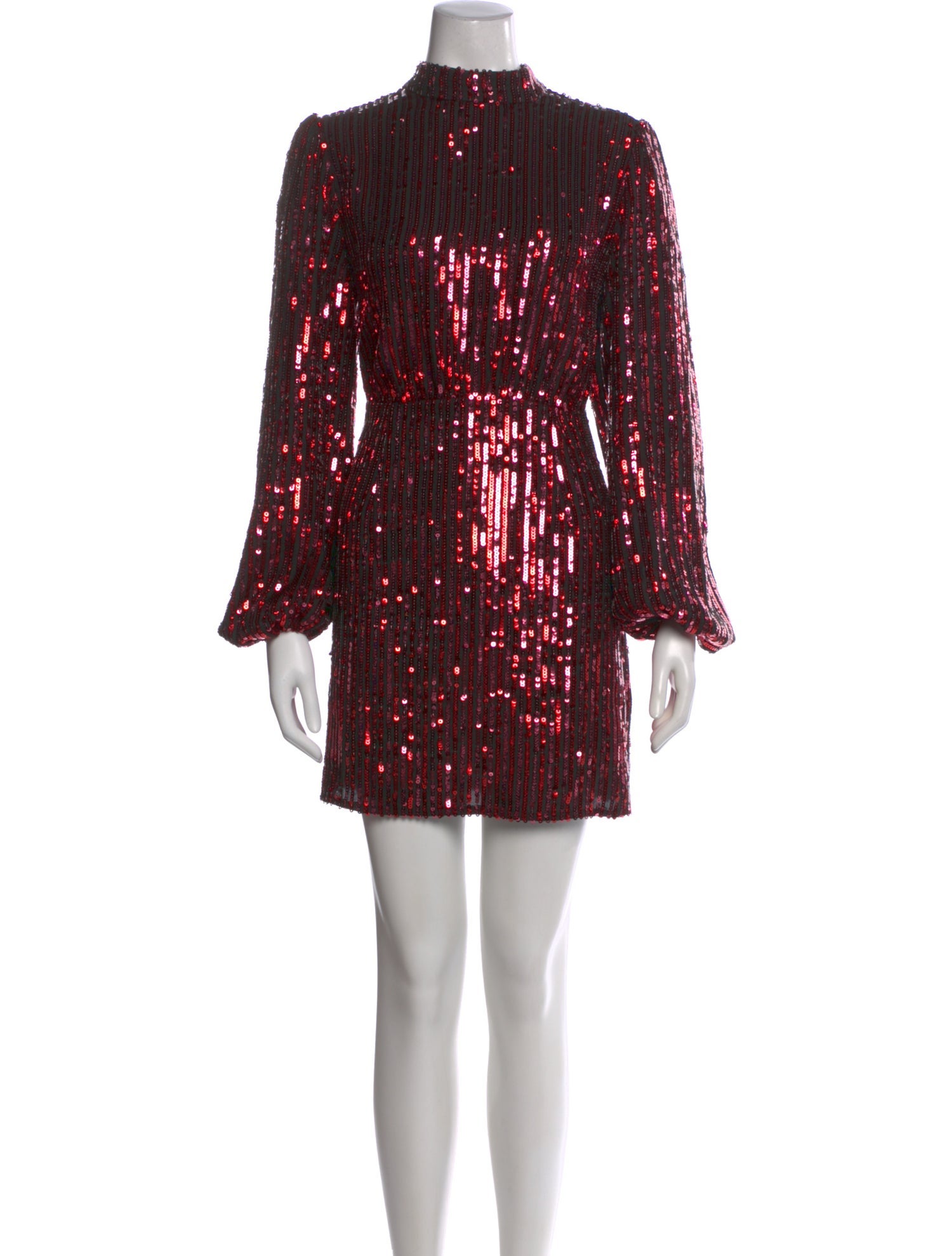 RIXO Mock Neck Mini Dress