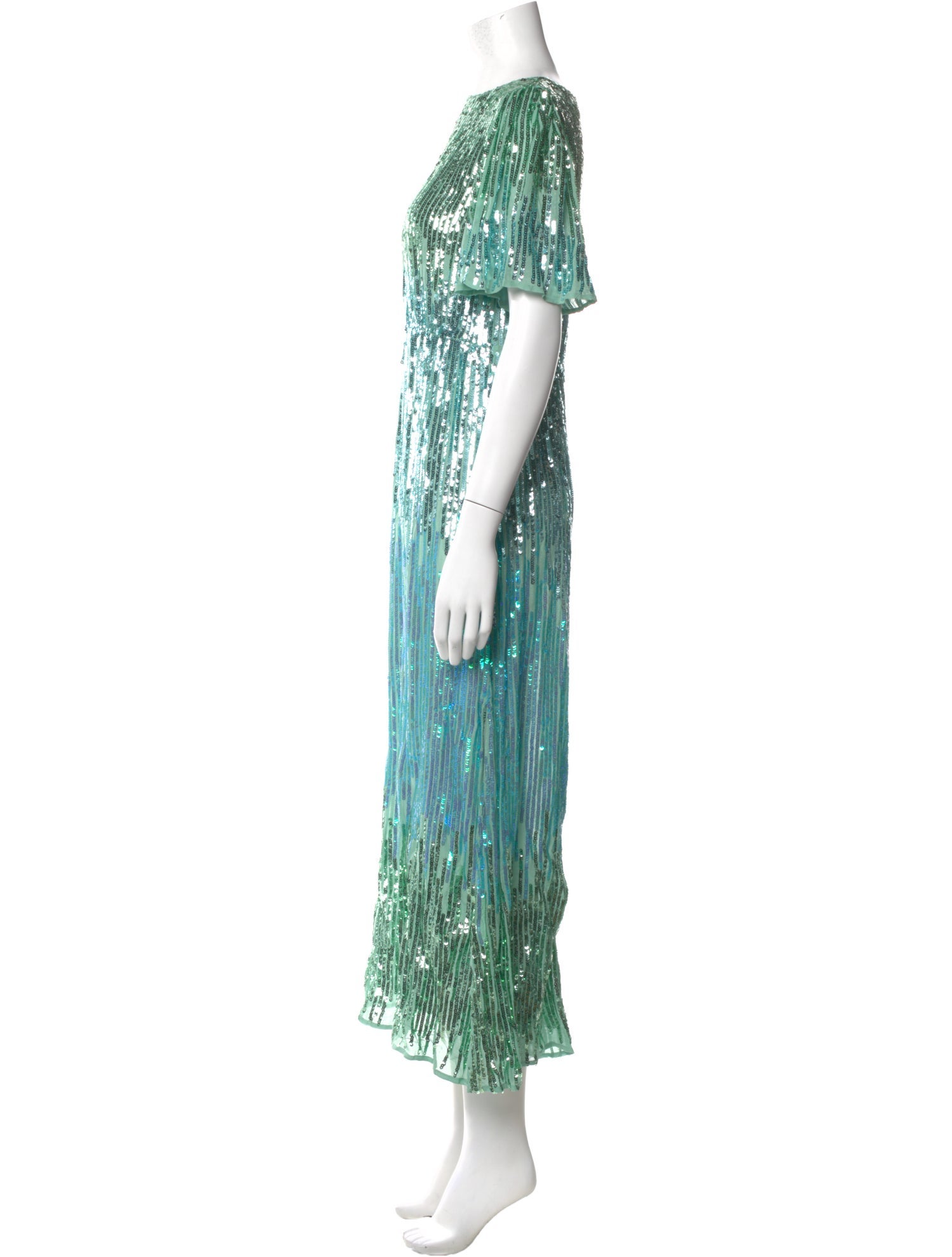 RIXO Bateau Neckline Long Dress