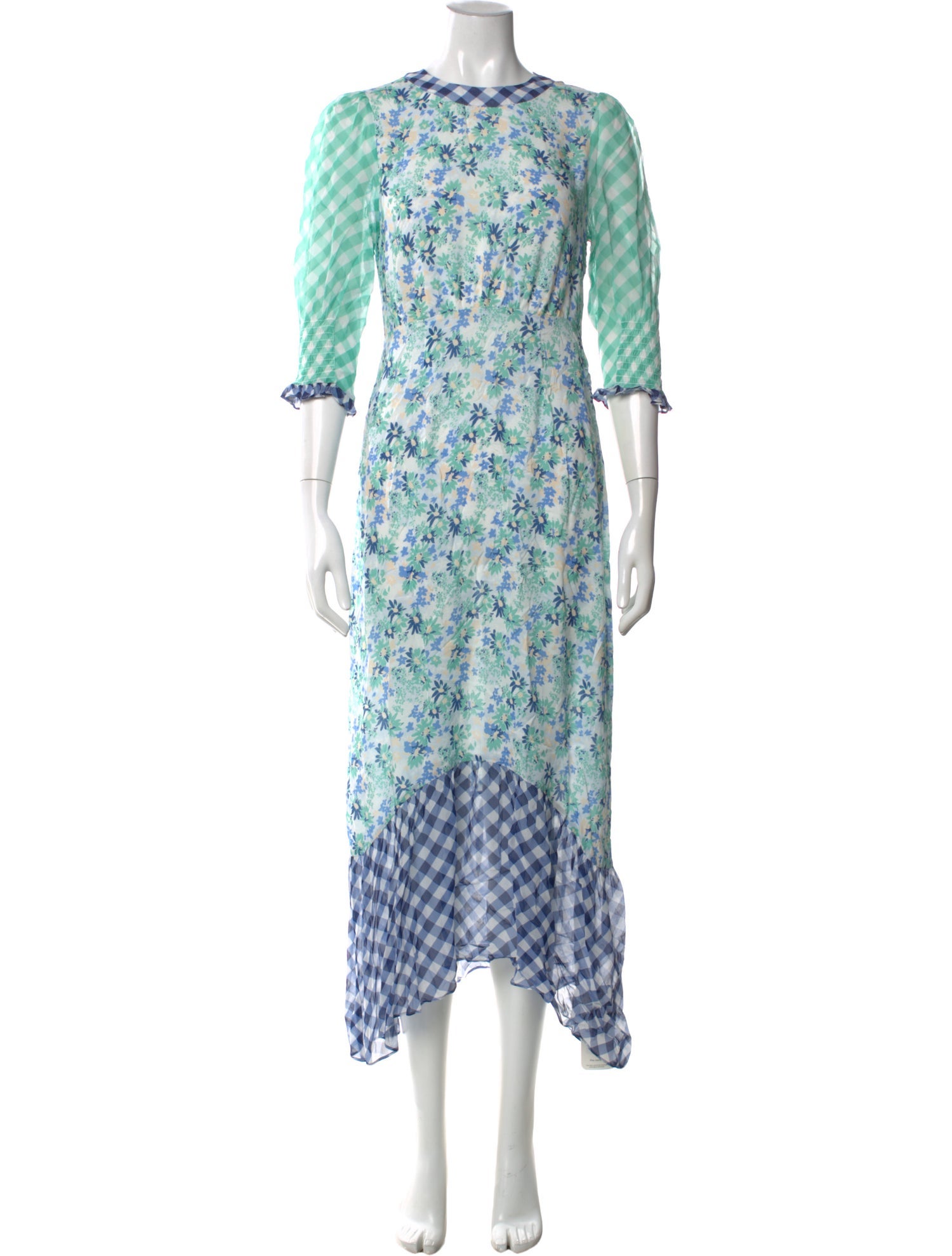 RIXO Floral Print Midi Length Dress